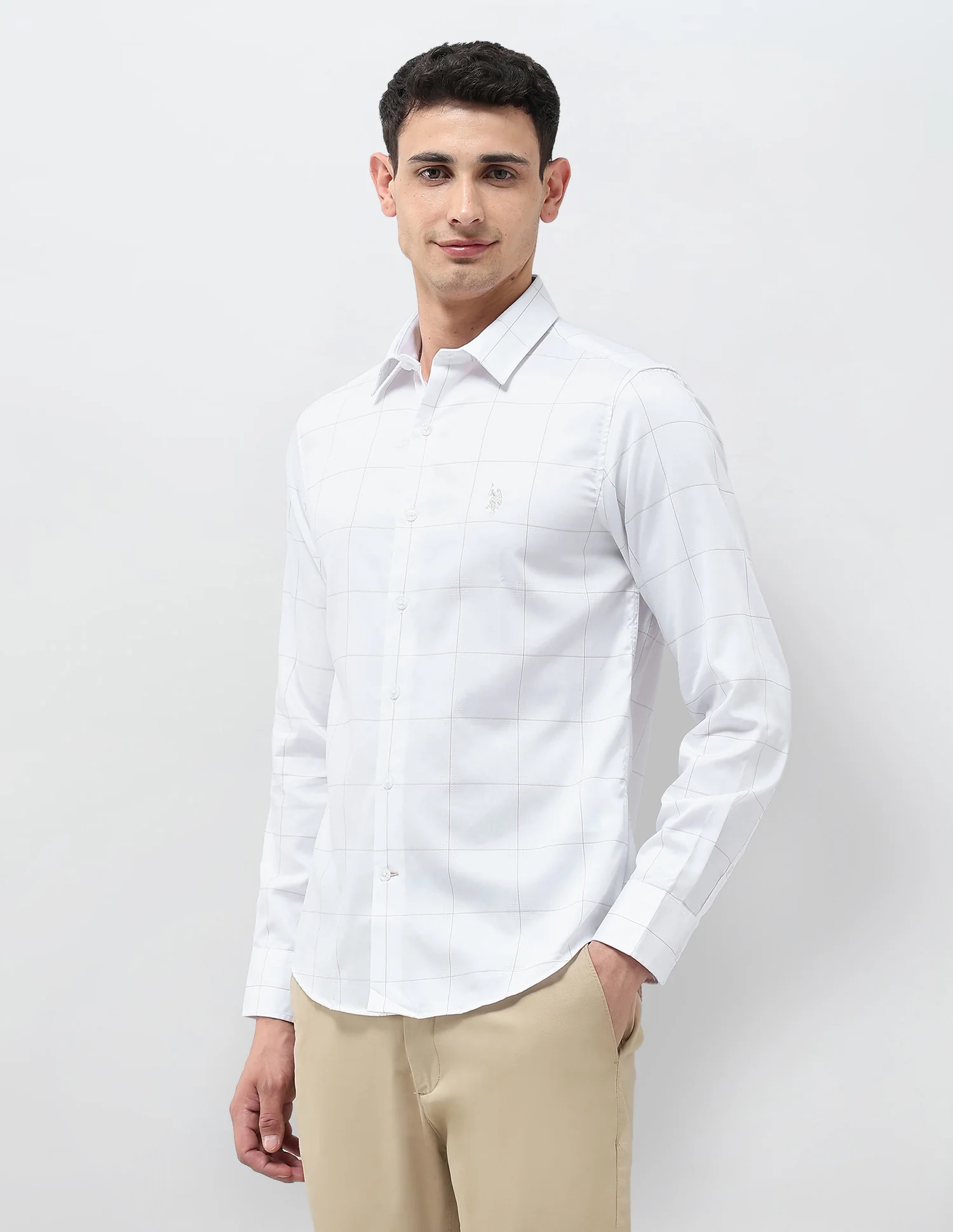 Windowpane Checked Tailored Fit Shirt - Image 4