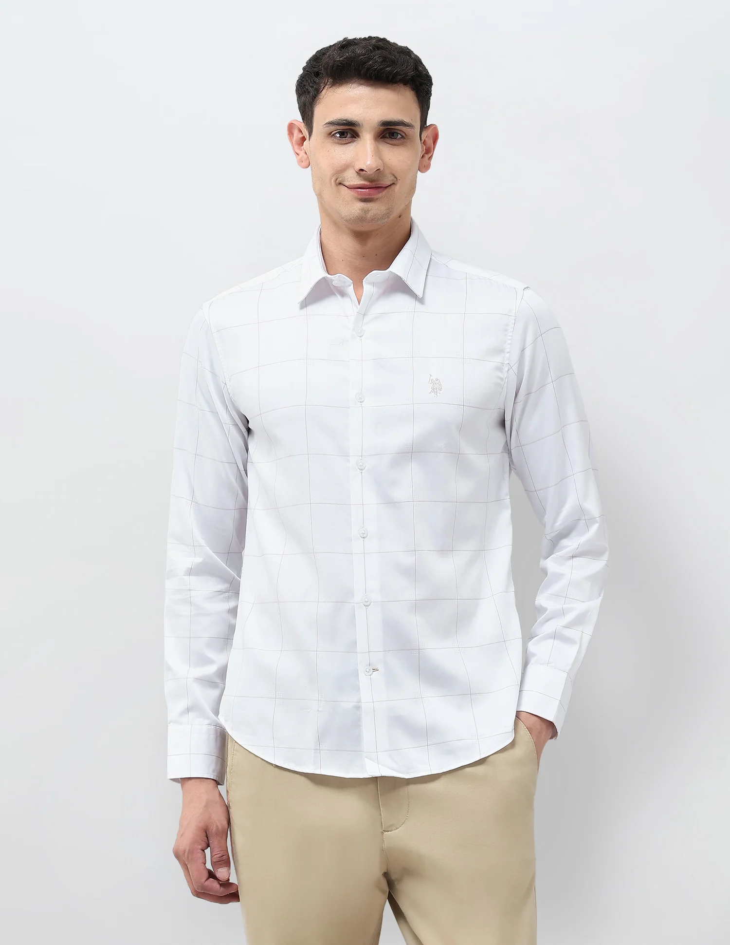 Windowpane Checked Tailored Fit Shirt - Image 6