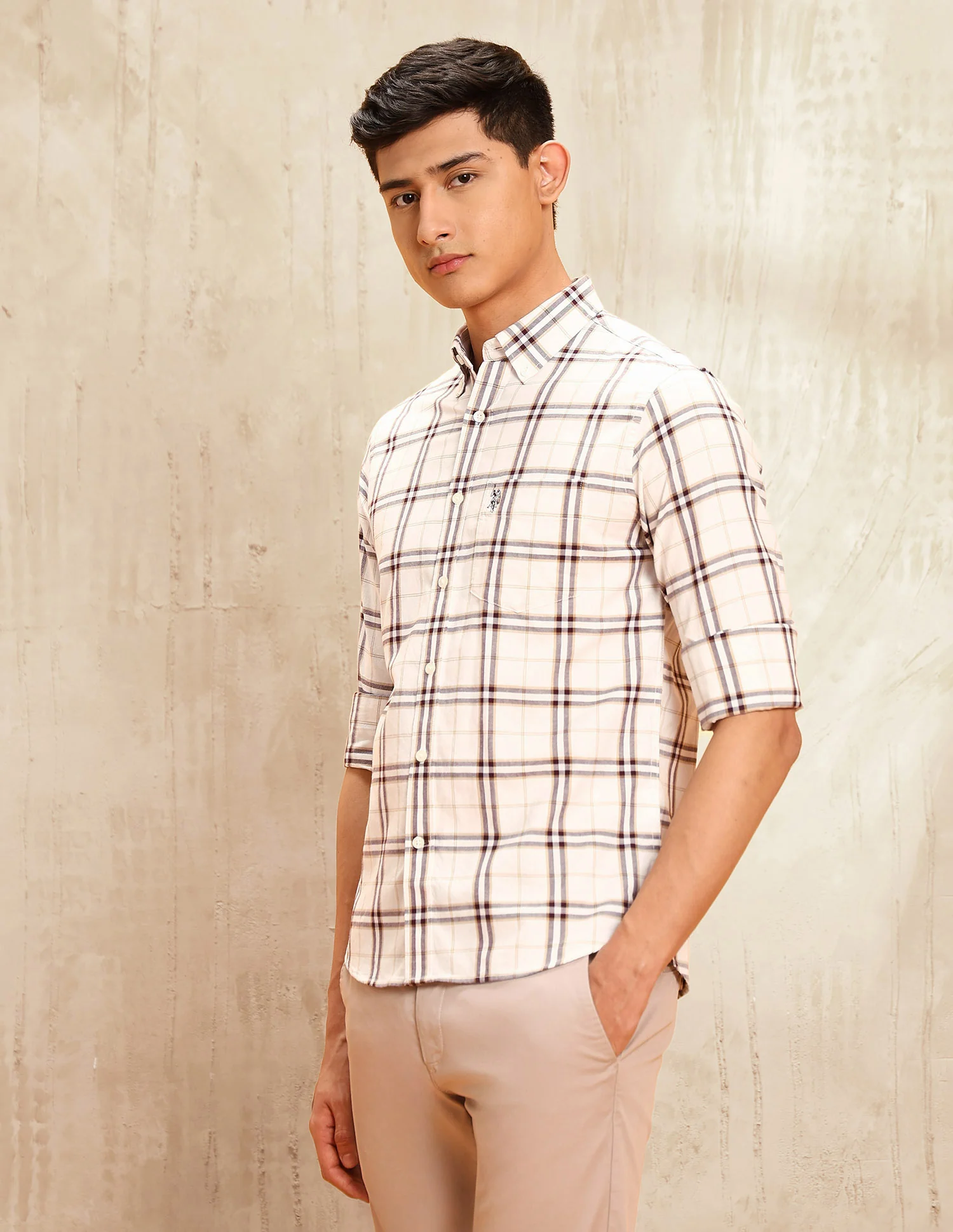 Windowpane Checked Tailored Fit Shirt - Image 4