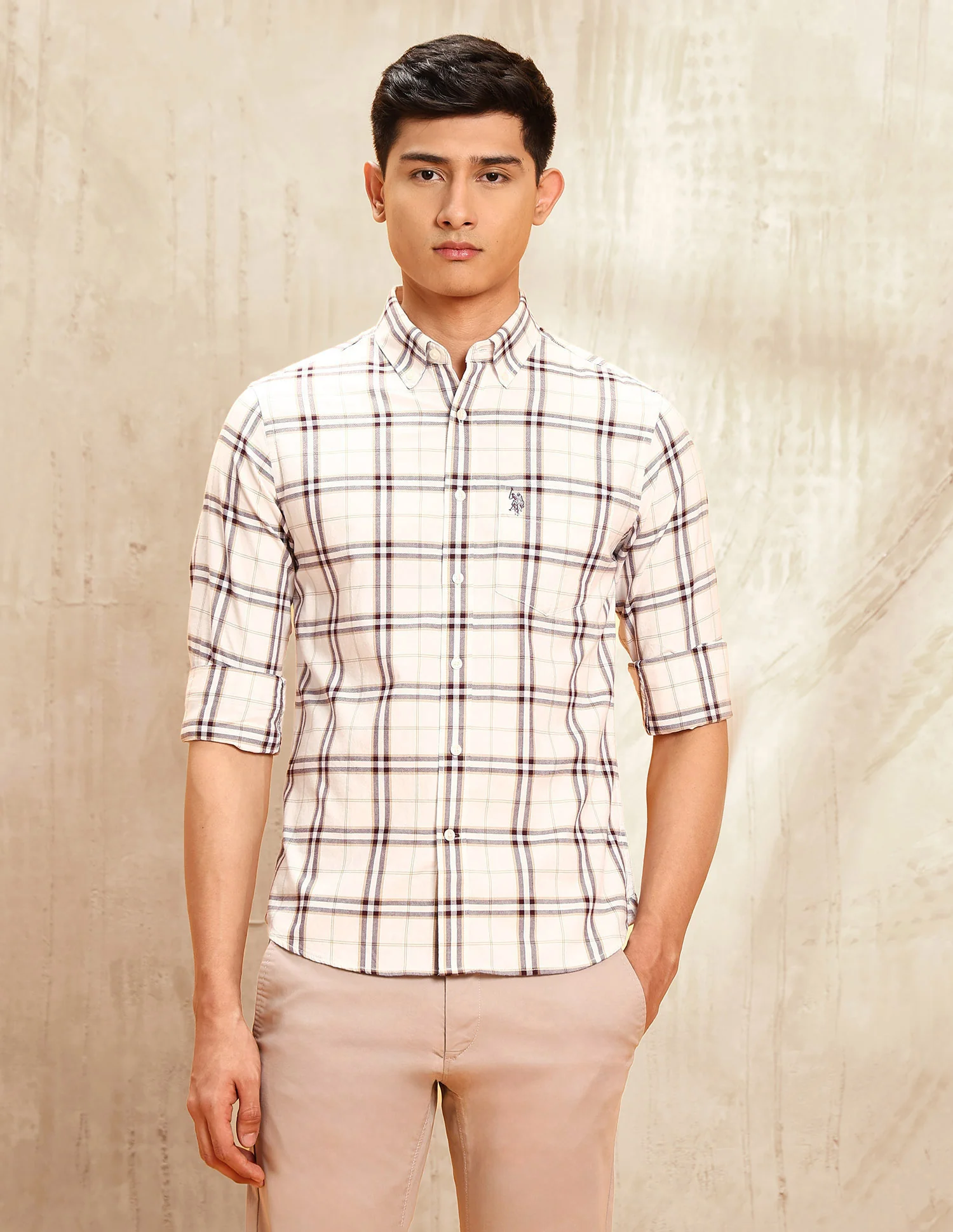 Windowpane Checked Tailored Fit Shirt - Image 6