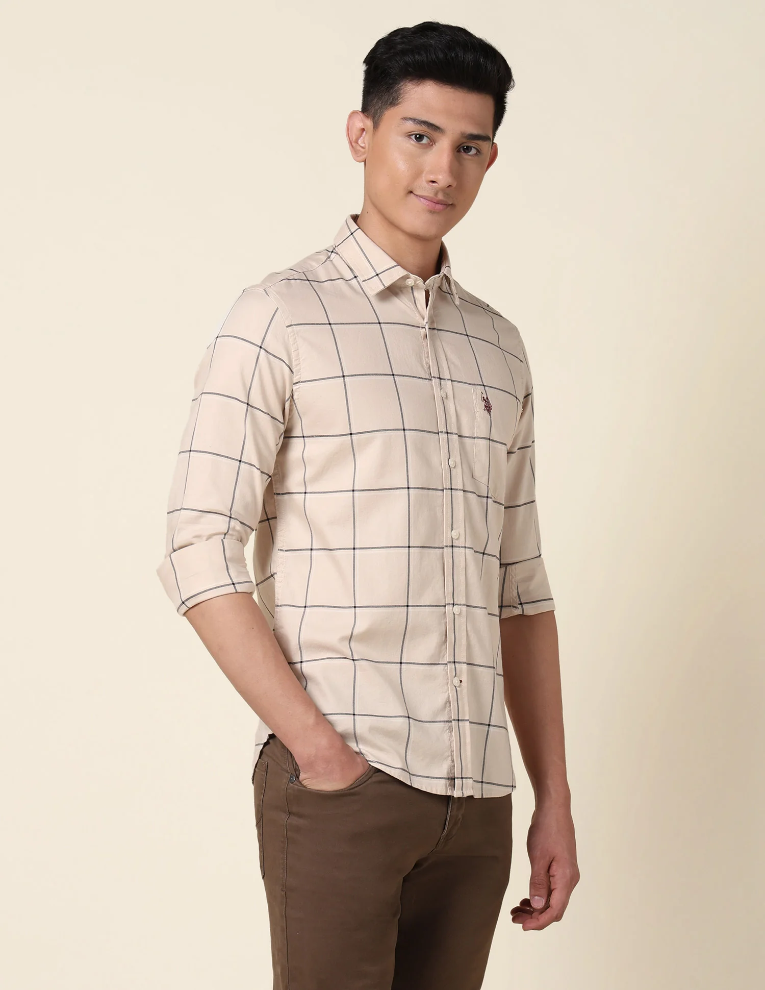 Windowpane Checked Tailored Fit Shirt - Image 4