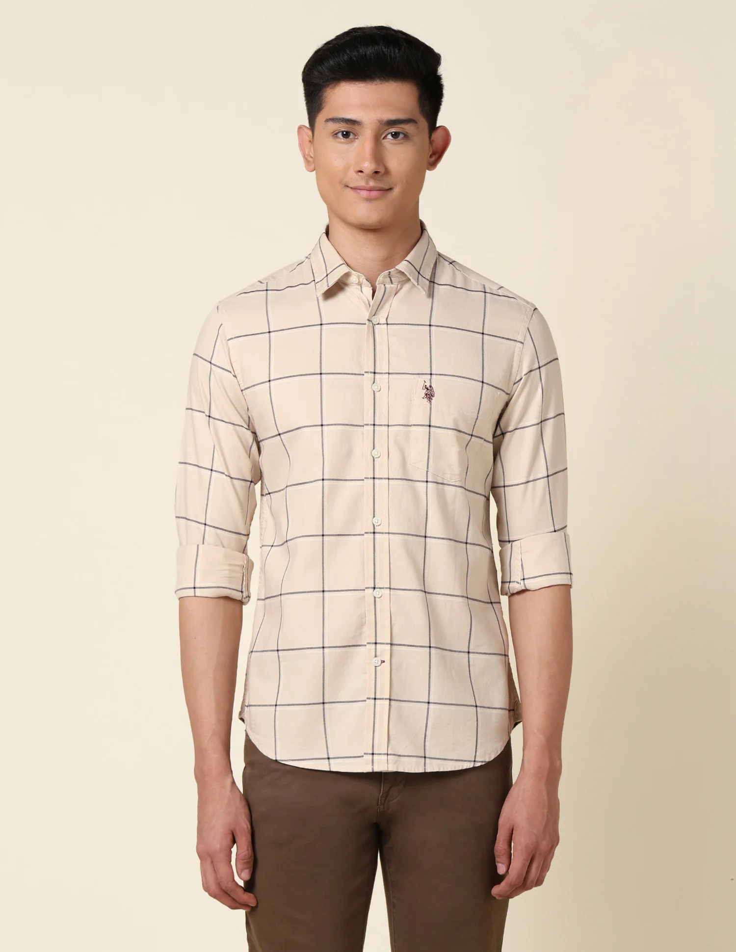 Windowpane Checked Tailored Fit Shirt - Image 6