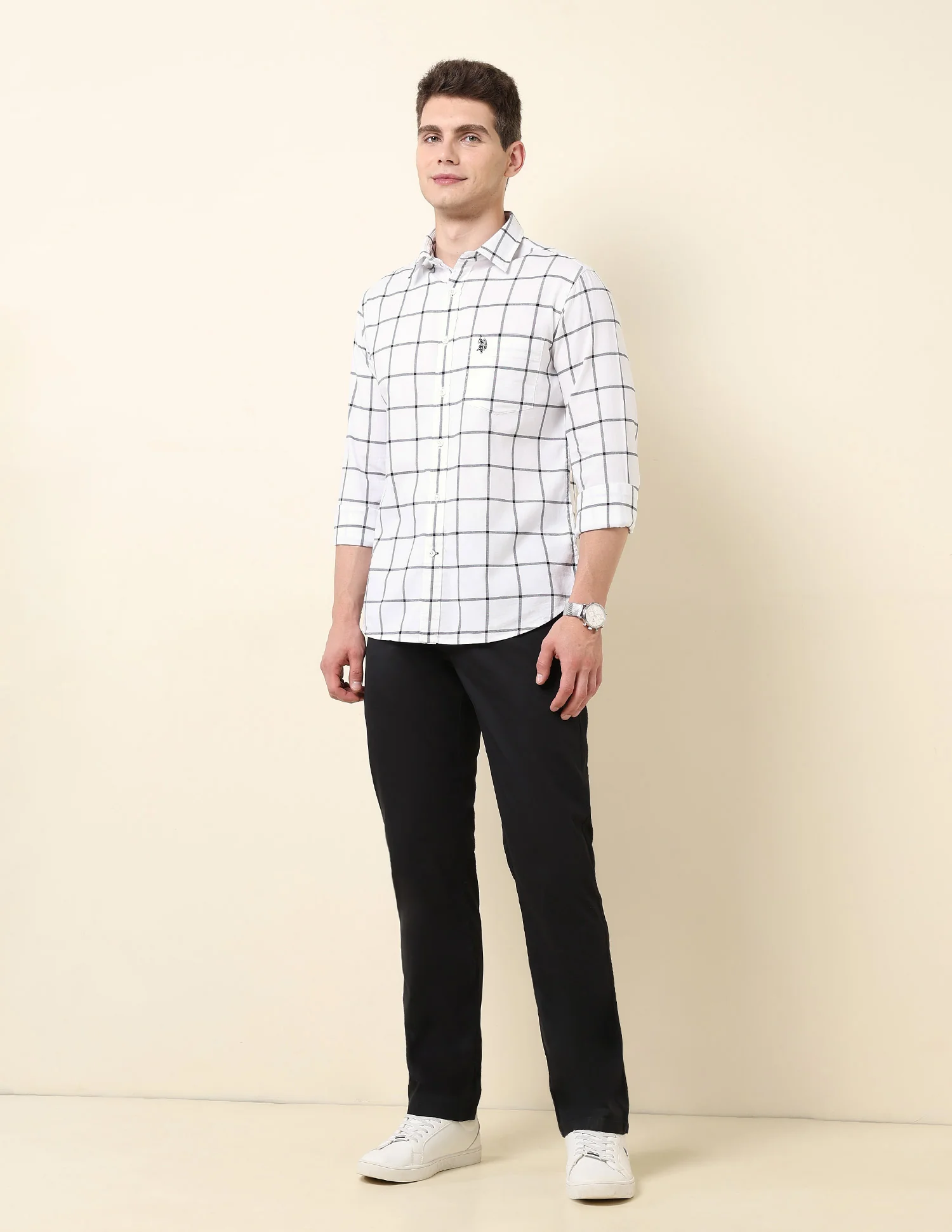 Windowpane Checked Tailored Fit Shirt - Image 3