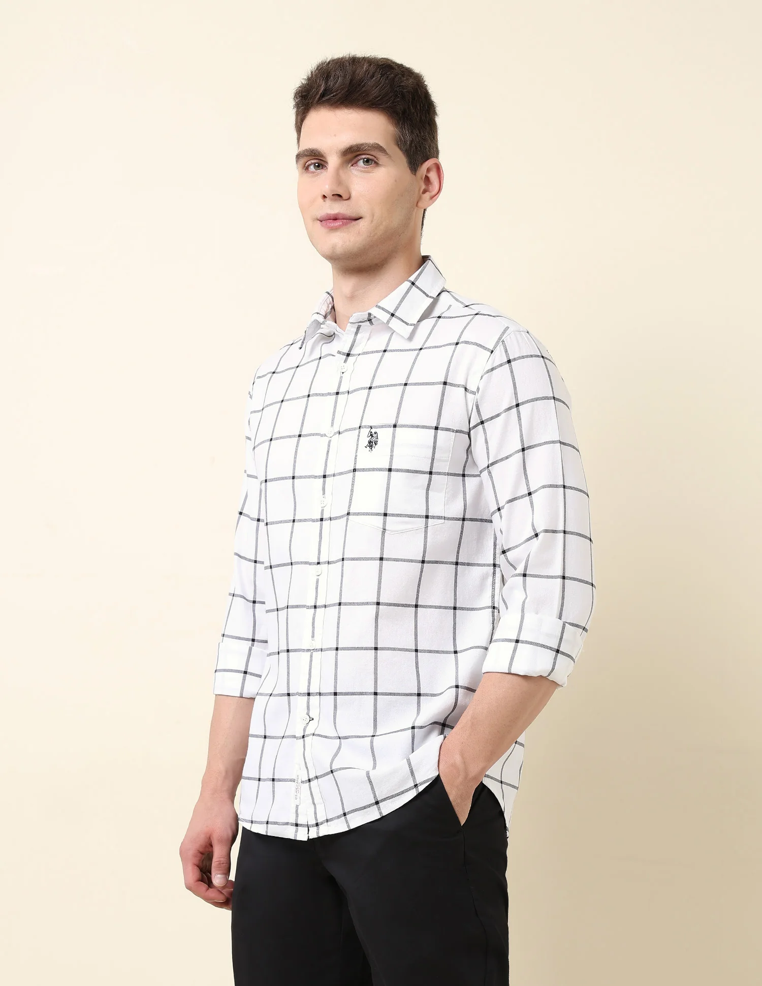 Windowpane Checked Tailored Fit Shirt - Image 4