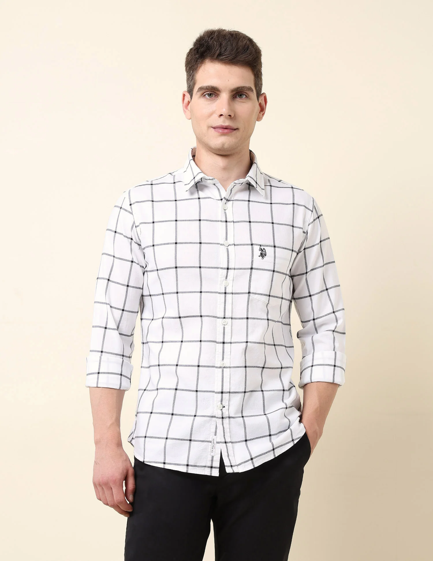 Windowpane Checked Tailored Fit Shirt - Image 6