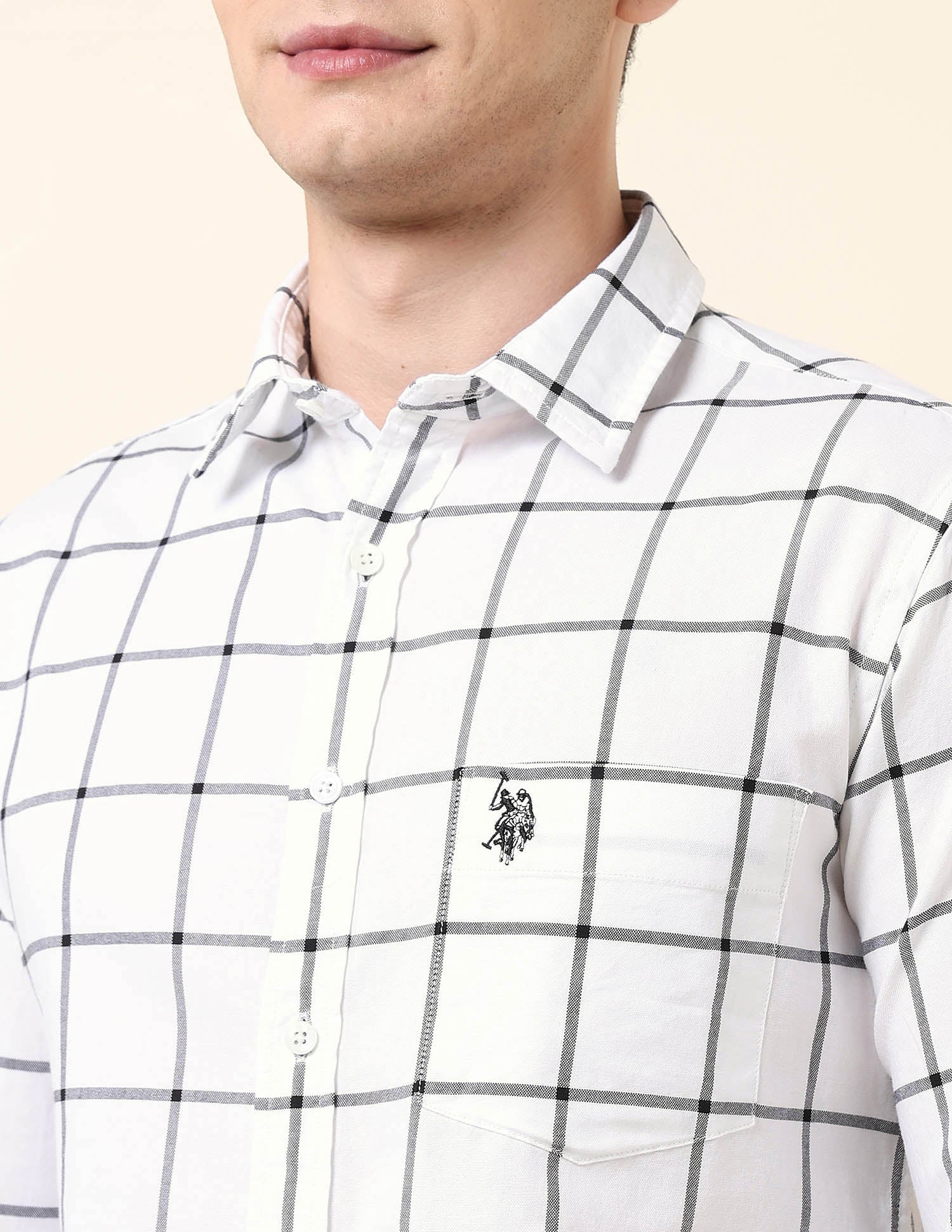 Windowpane Checked Tailored Fit Shirt - Image 7