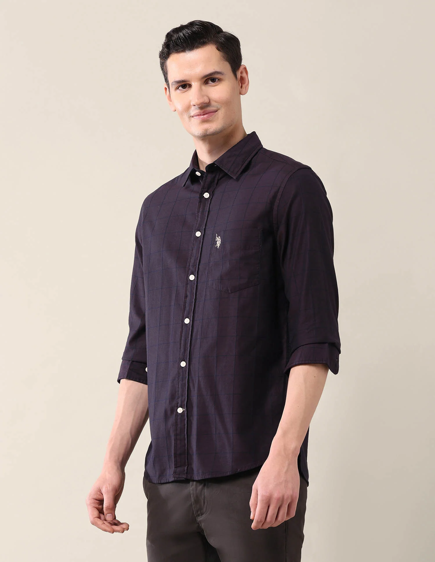 Windowpane Checked Tailored Fit Shirt - Image 4
