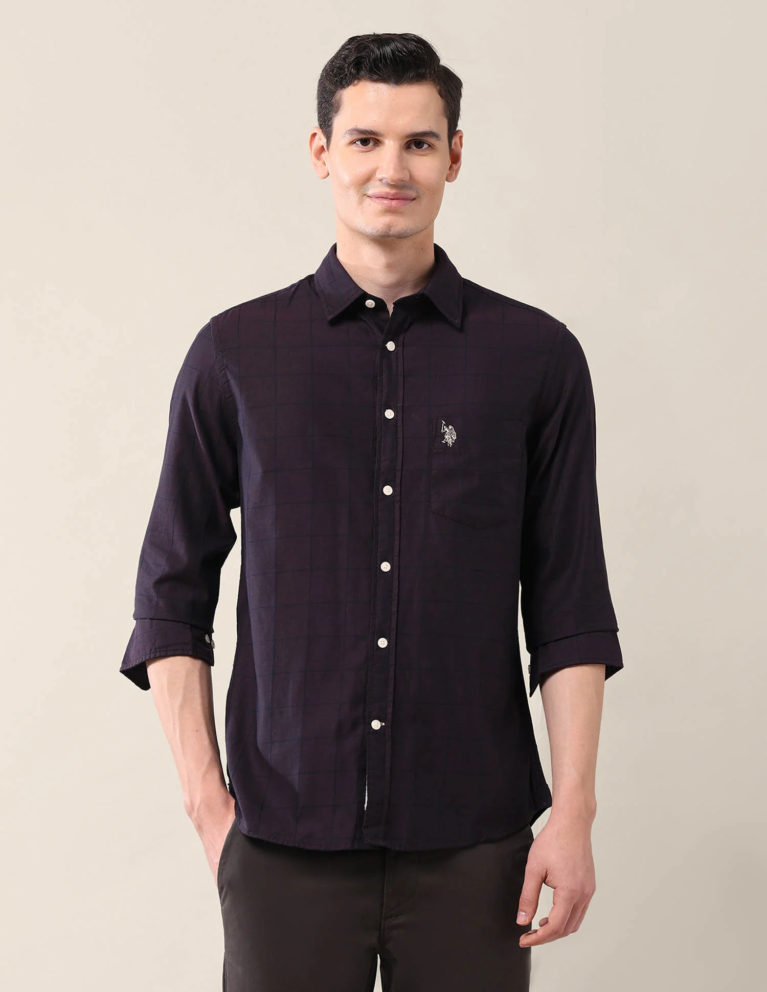 Windowpane Checked Tailored Fit Shirt - Image 6