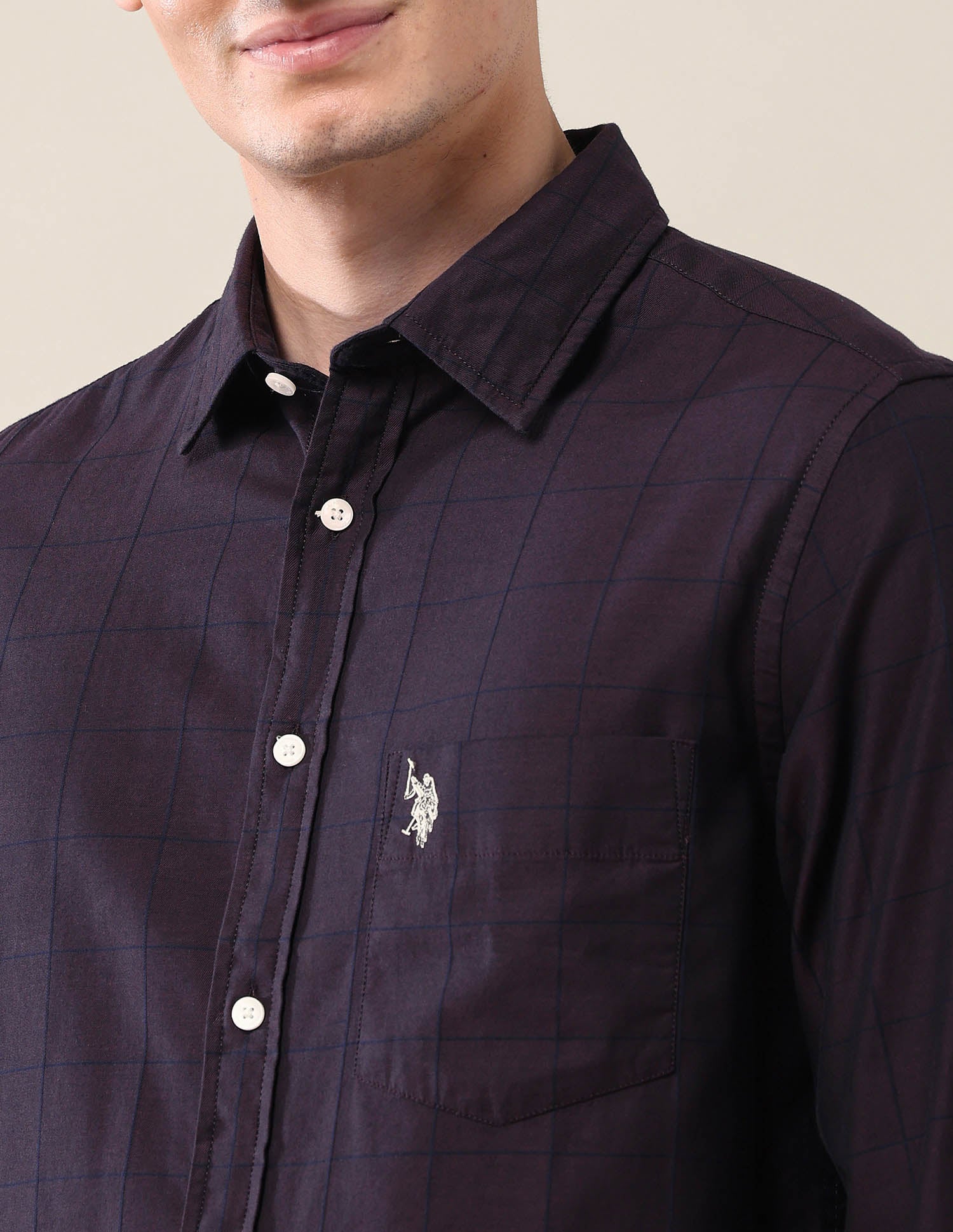 Windowpane Checked Tailored Fit Shirt - Image 7
