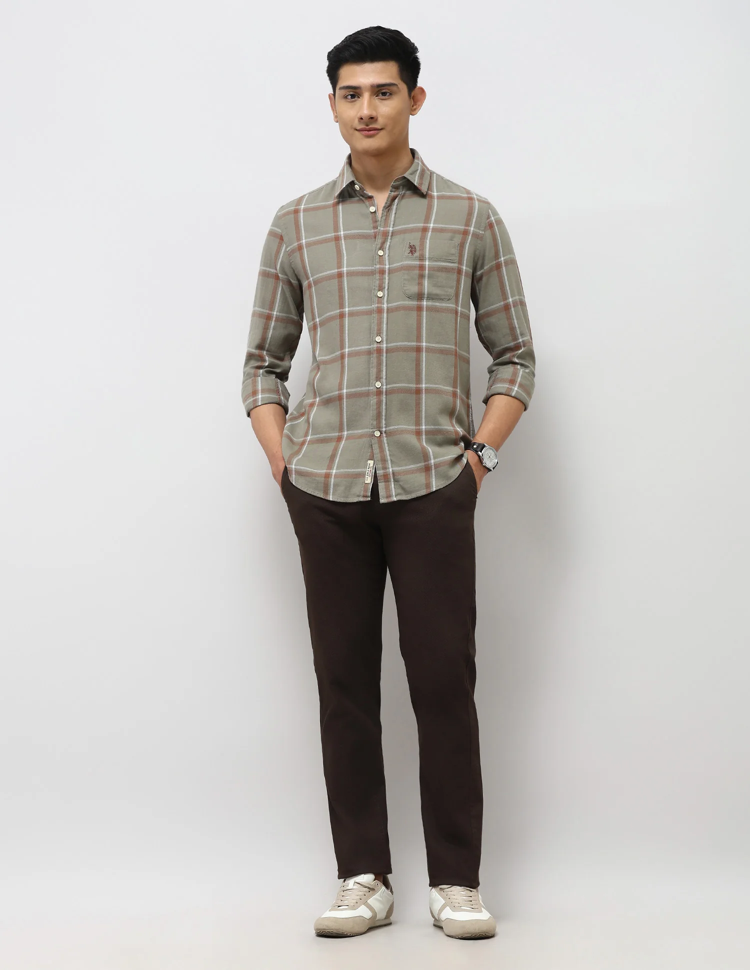 Windowpane Checked Twill Shirt - Image 3