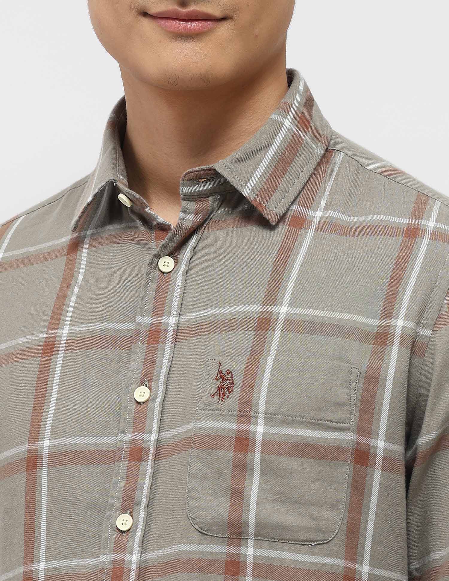 Windowpane Checked Twill Shirt - Image 7