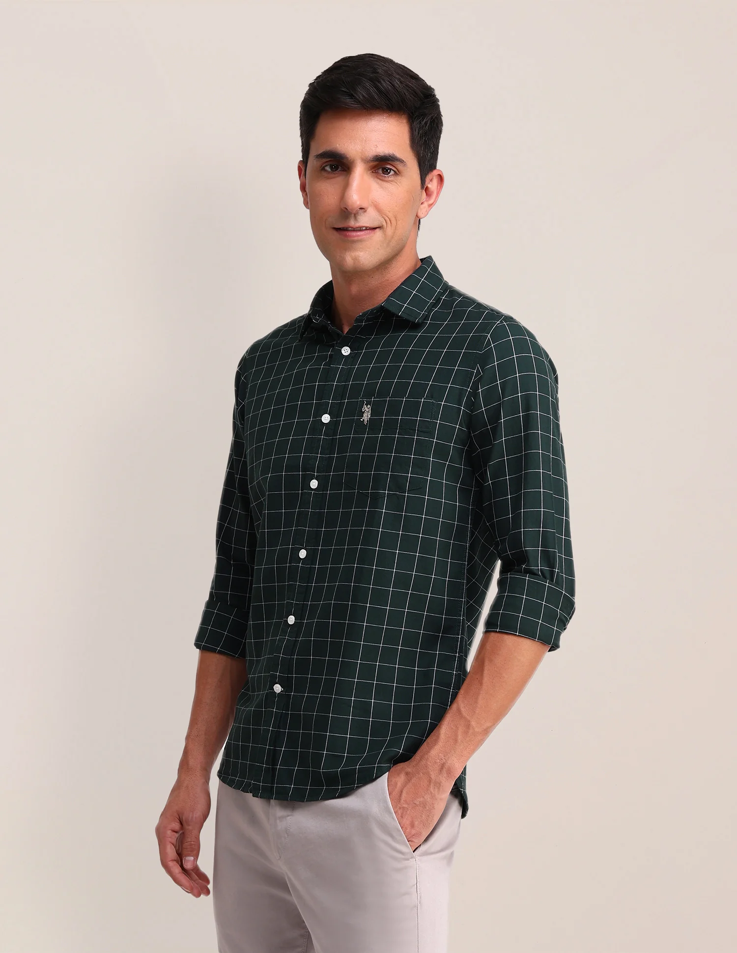 Windowpane Checked Twill Shirt - Image 4