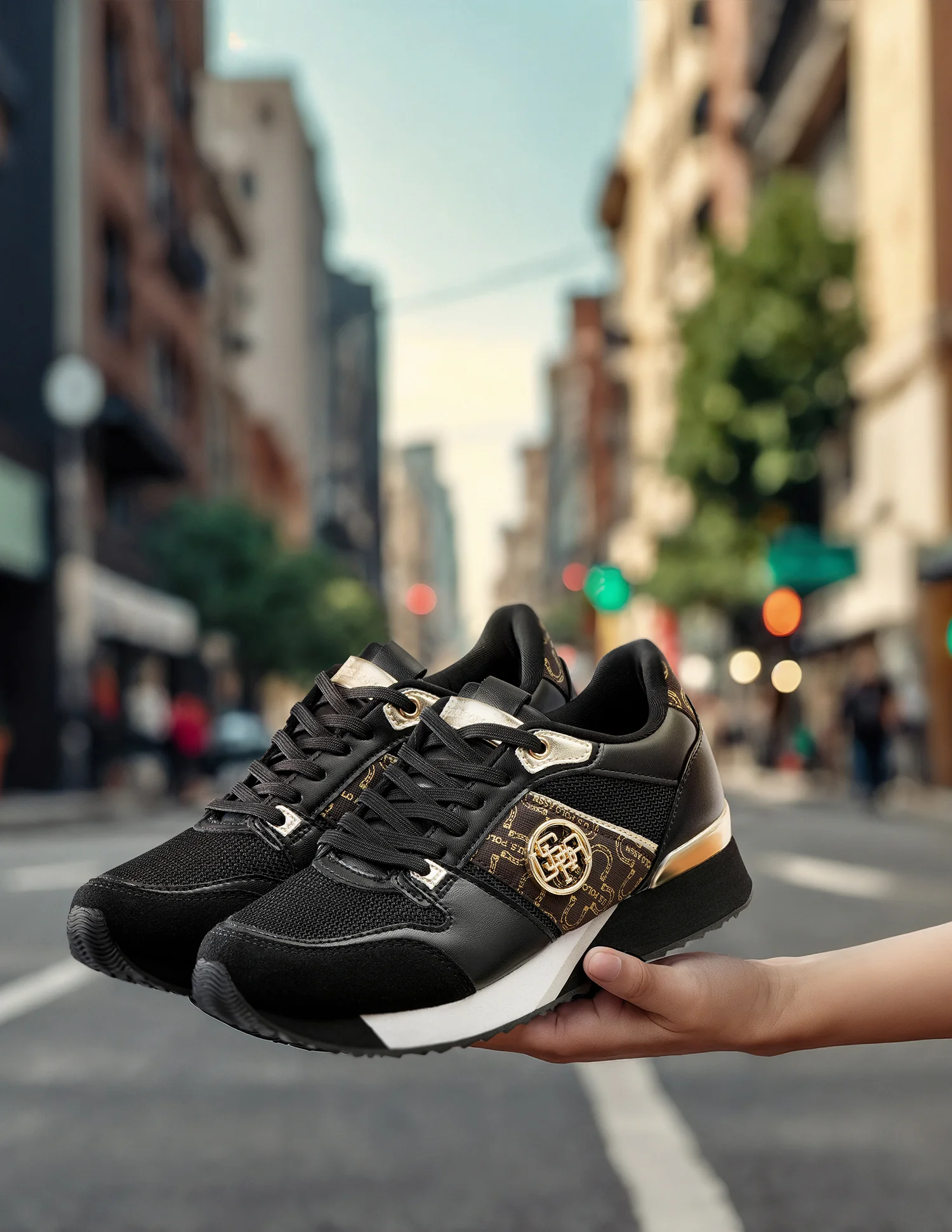 Metallic Accent Colour Block Stella Sneakers