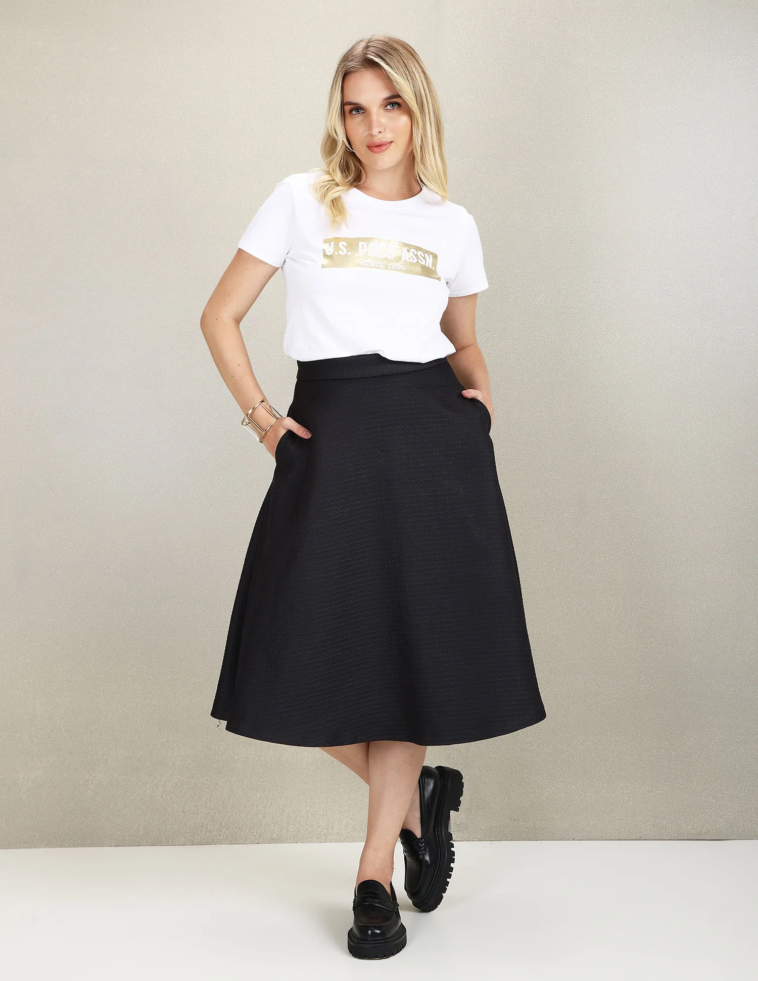 Metallic Brand Print Cotton T-Shirt - Image 3