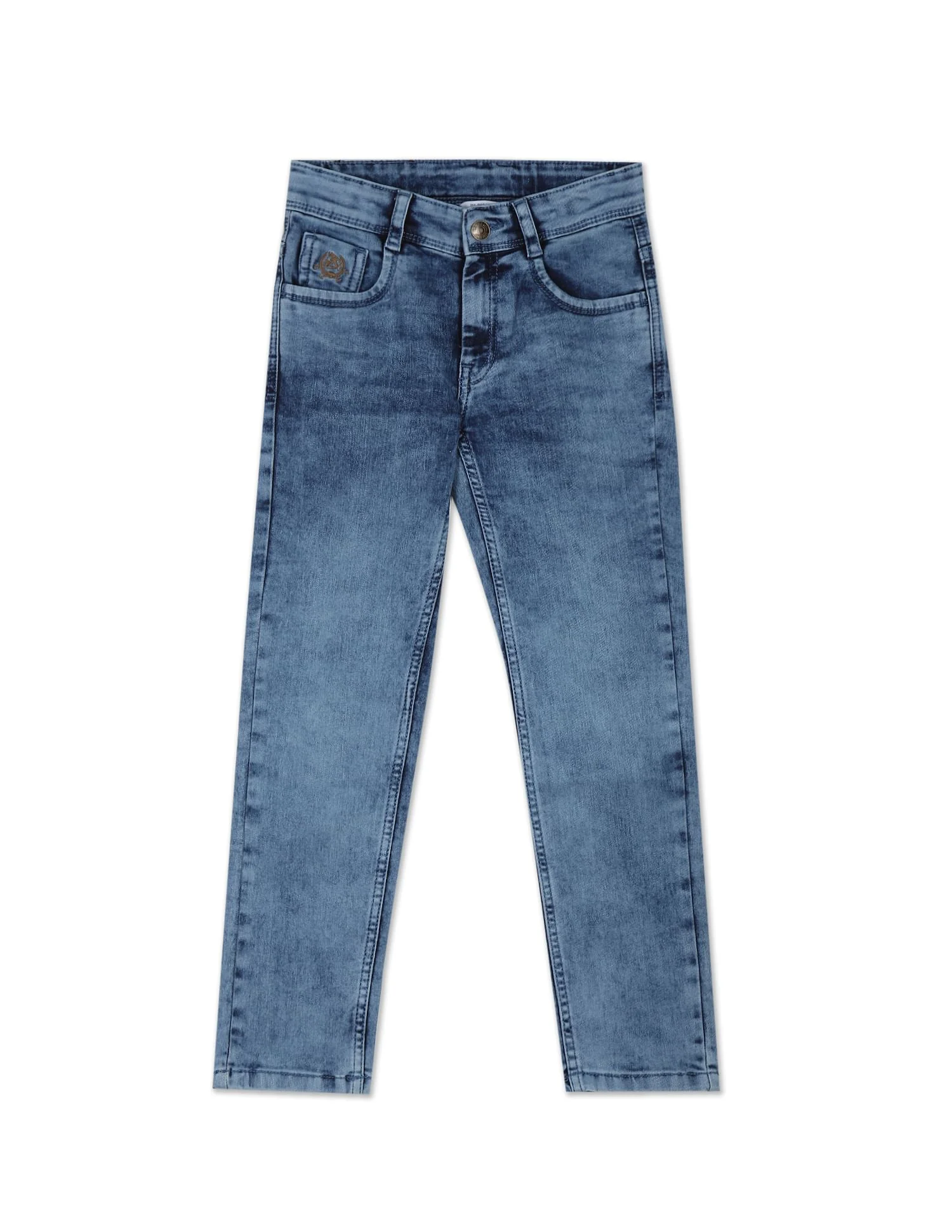 Mid Rise Acid Wash Skinny Fit Jeans