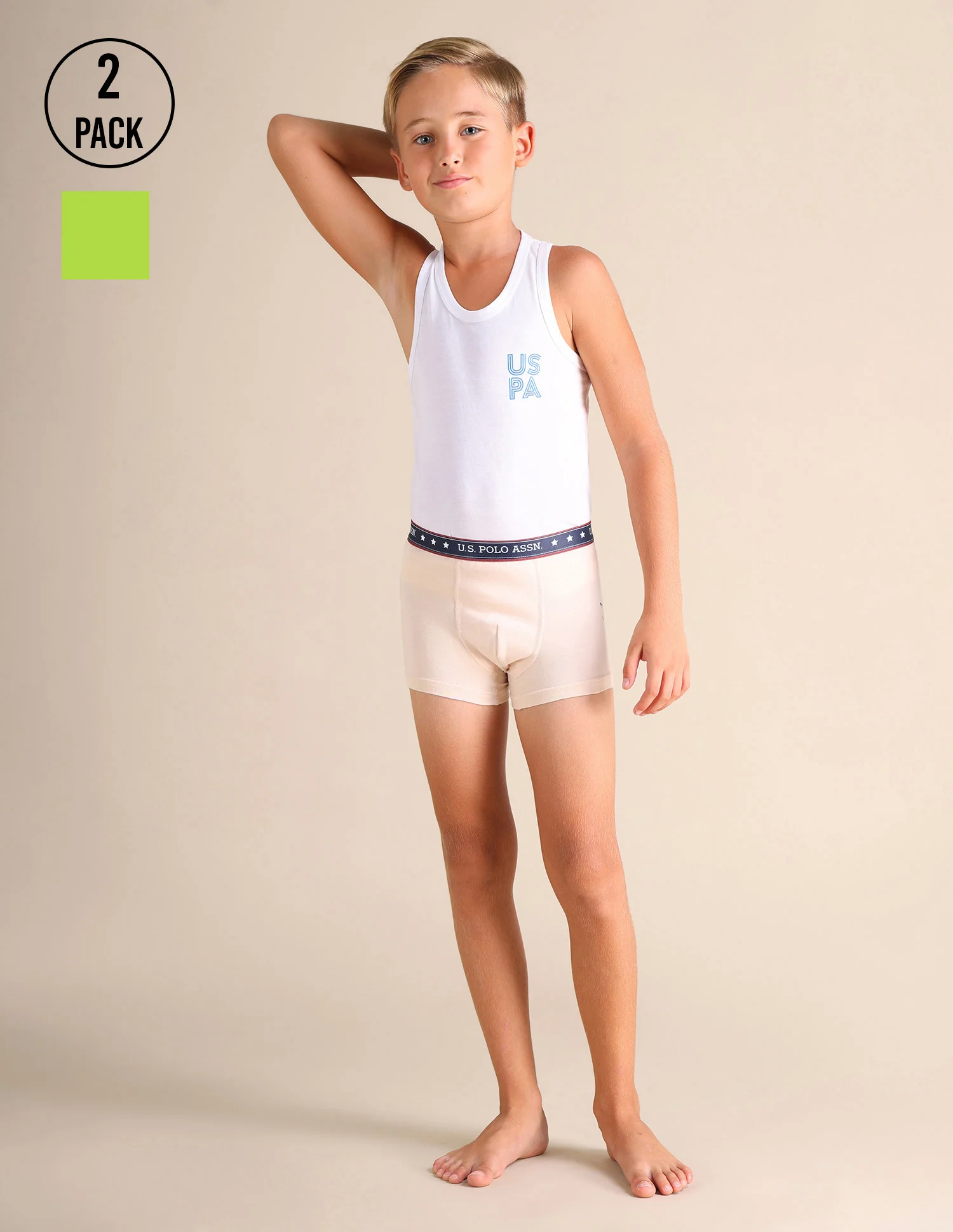 Solid Cotton Spandex EKT03 Trunks - Pack Of 2
