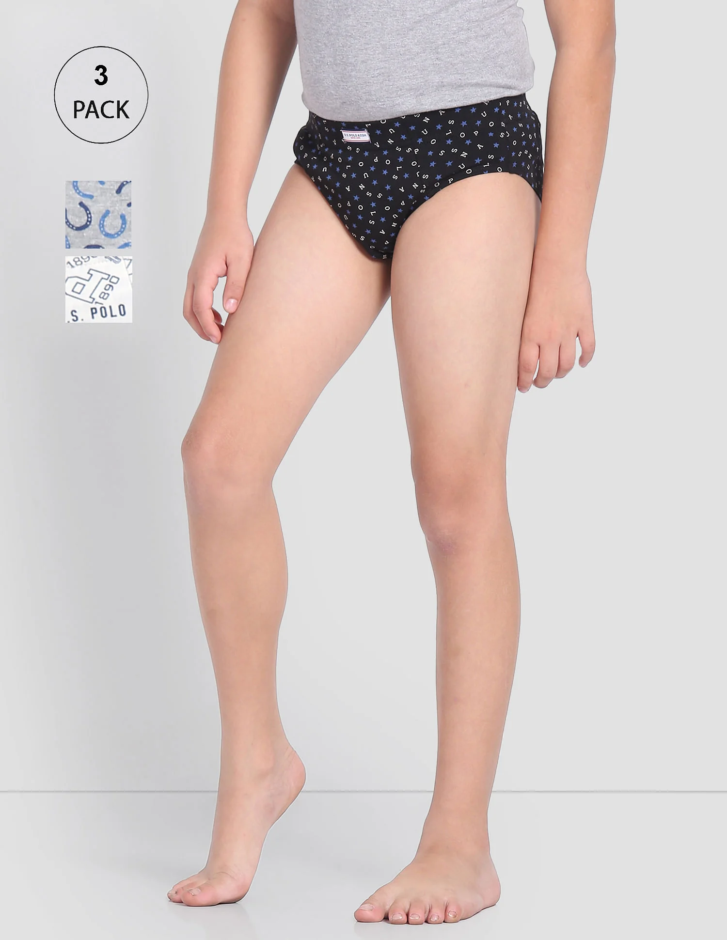 Mid Rise Cotton Spandex OKB01 Briefs - Pack Of 3