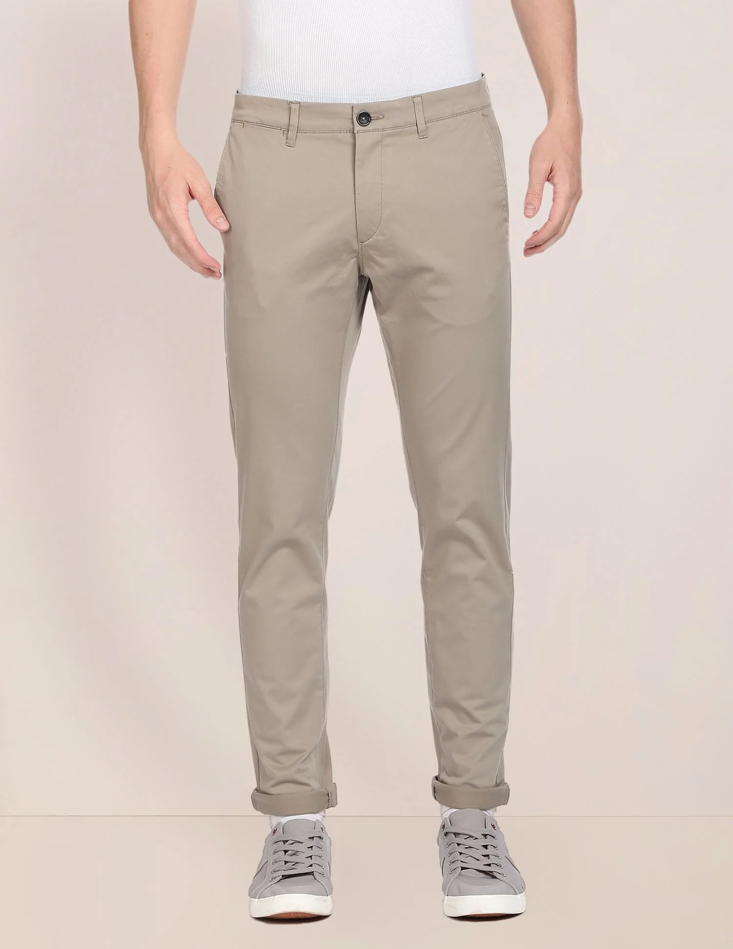 Mid Rise Solid Casual Trousers
