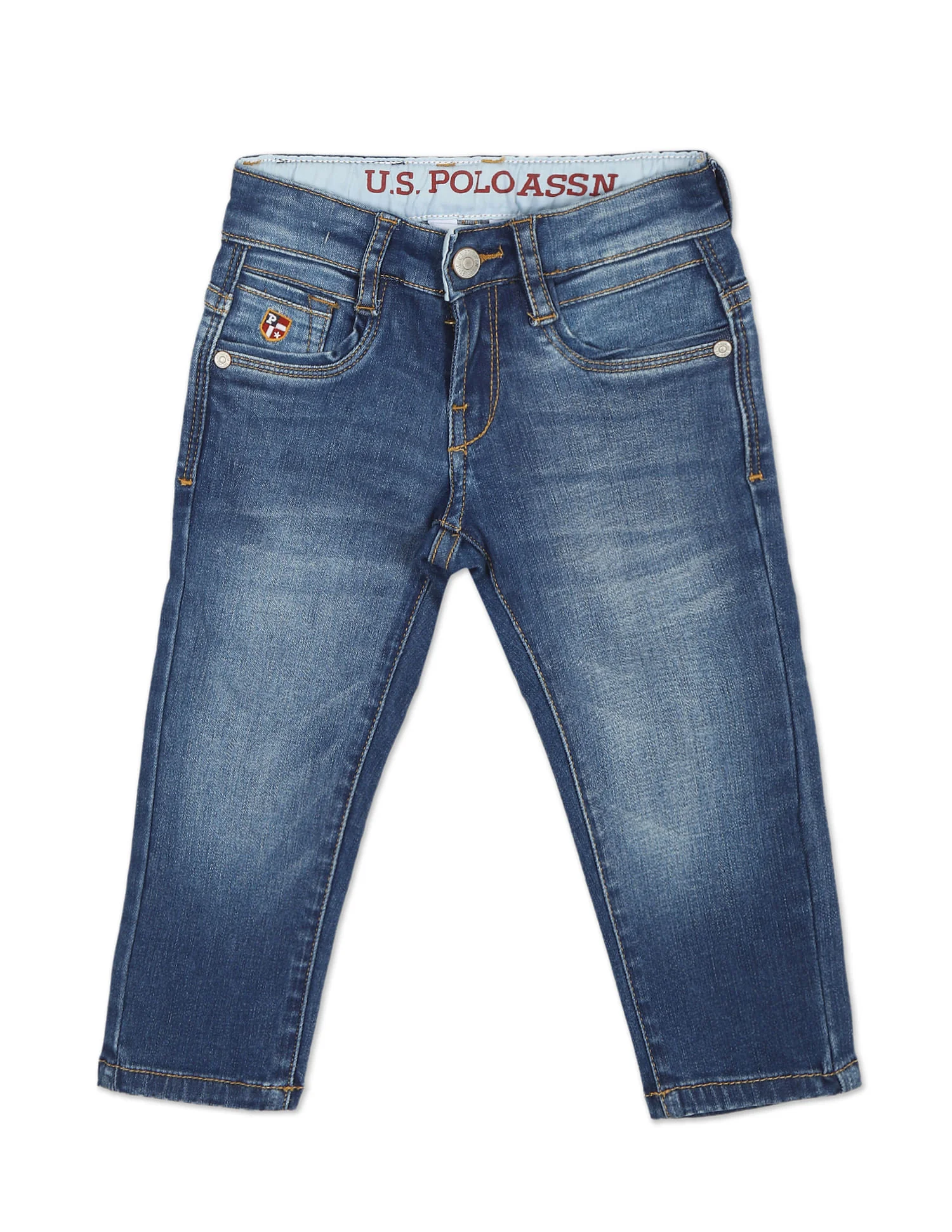 Mid Rise Stone Wash Jeans