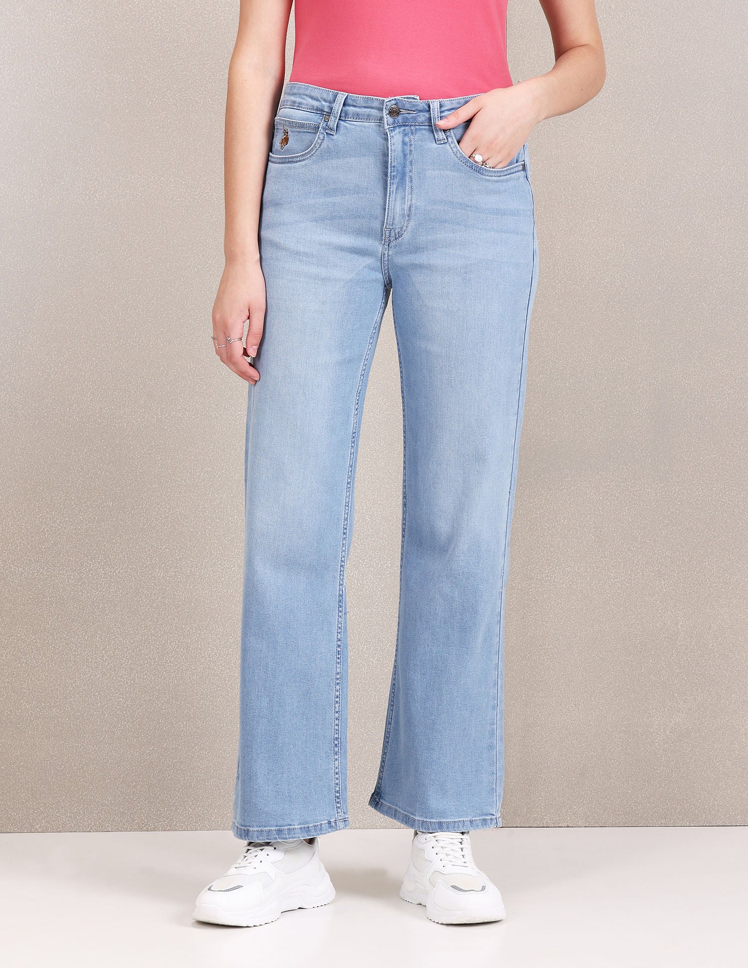 Mid Rise Stone Wash Wide Leg Jeans - Image 6