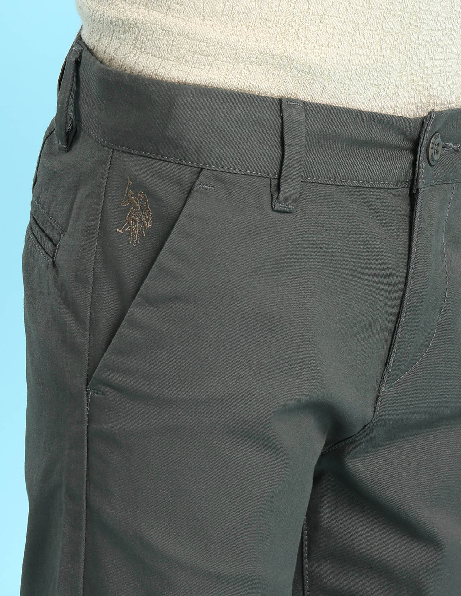Mid Rise Twill Solid Trousers - Image 5