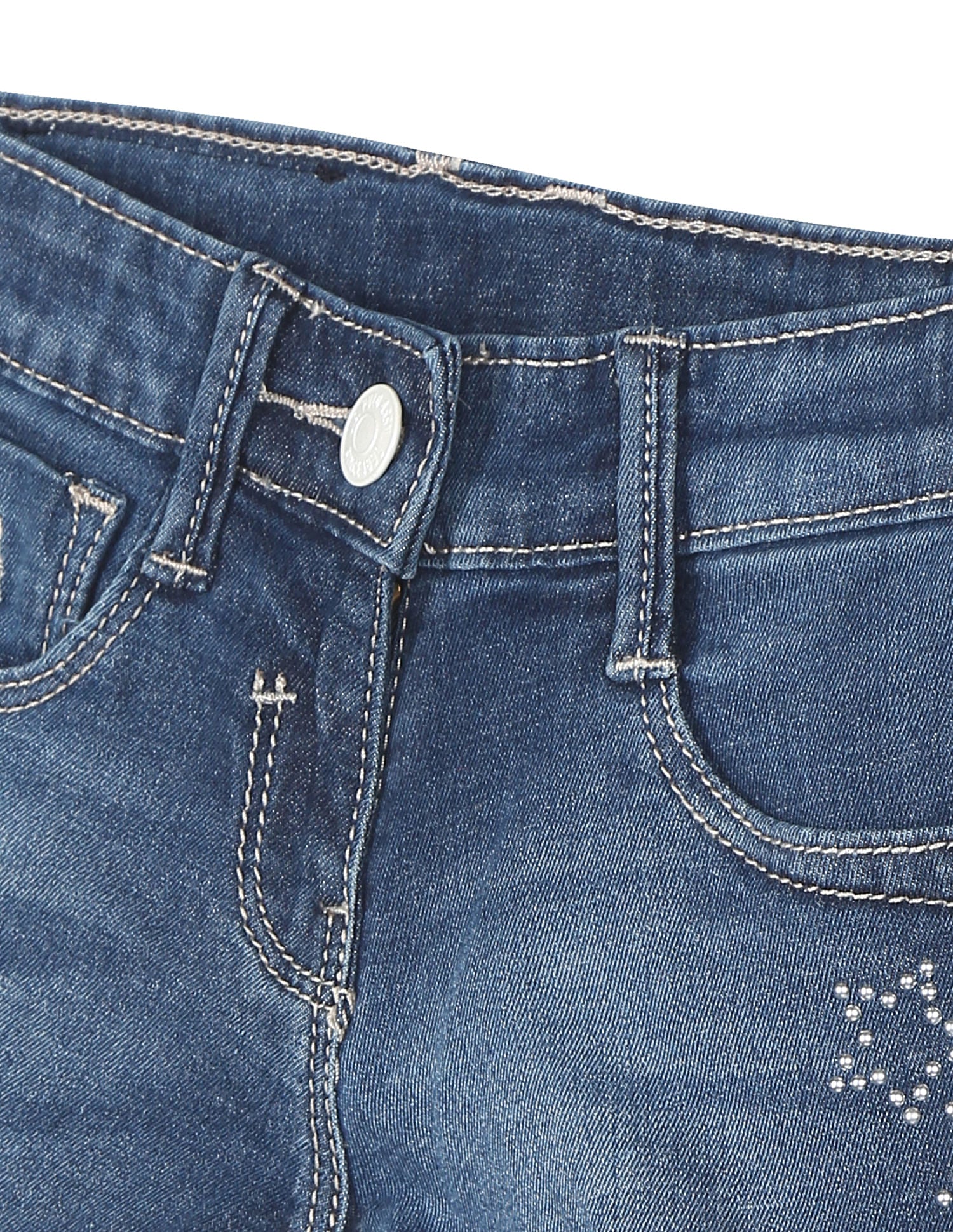 Mid Rise Whiskered Denim Shorts - Image 3