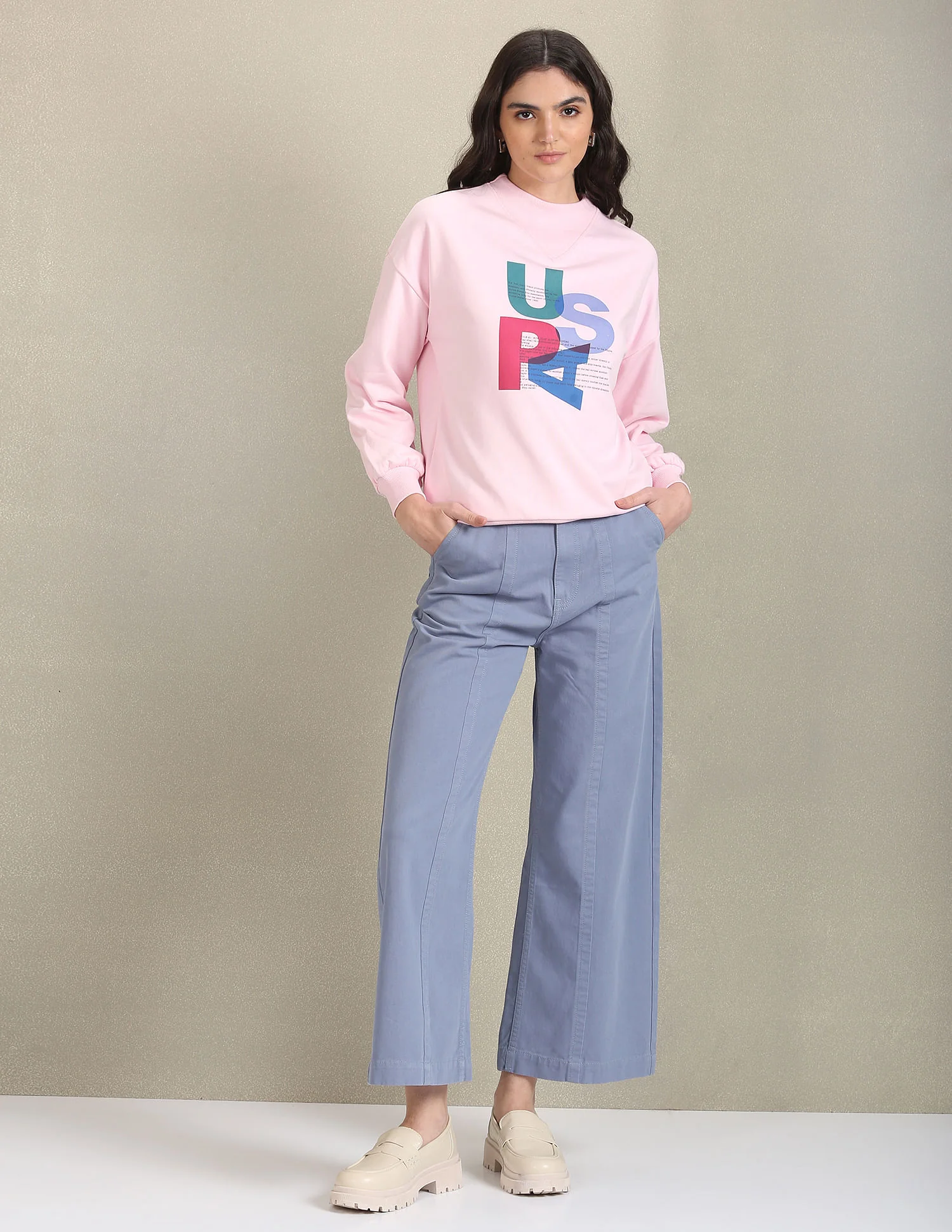 Mock Neck Brand Print Sweatshirt - Image 3