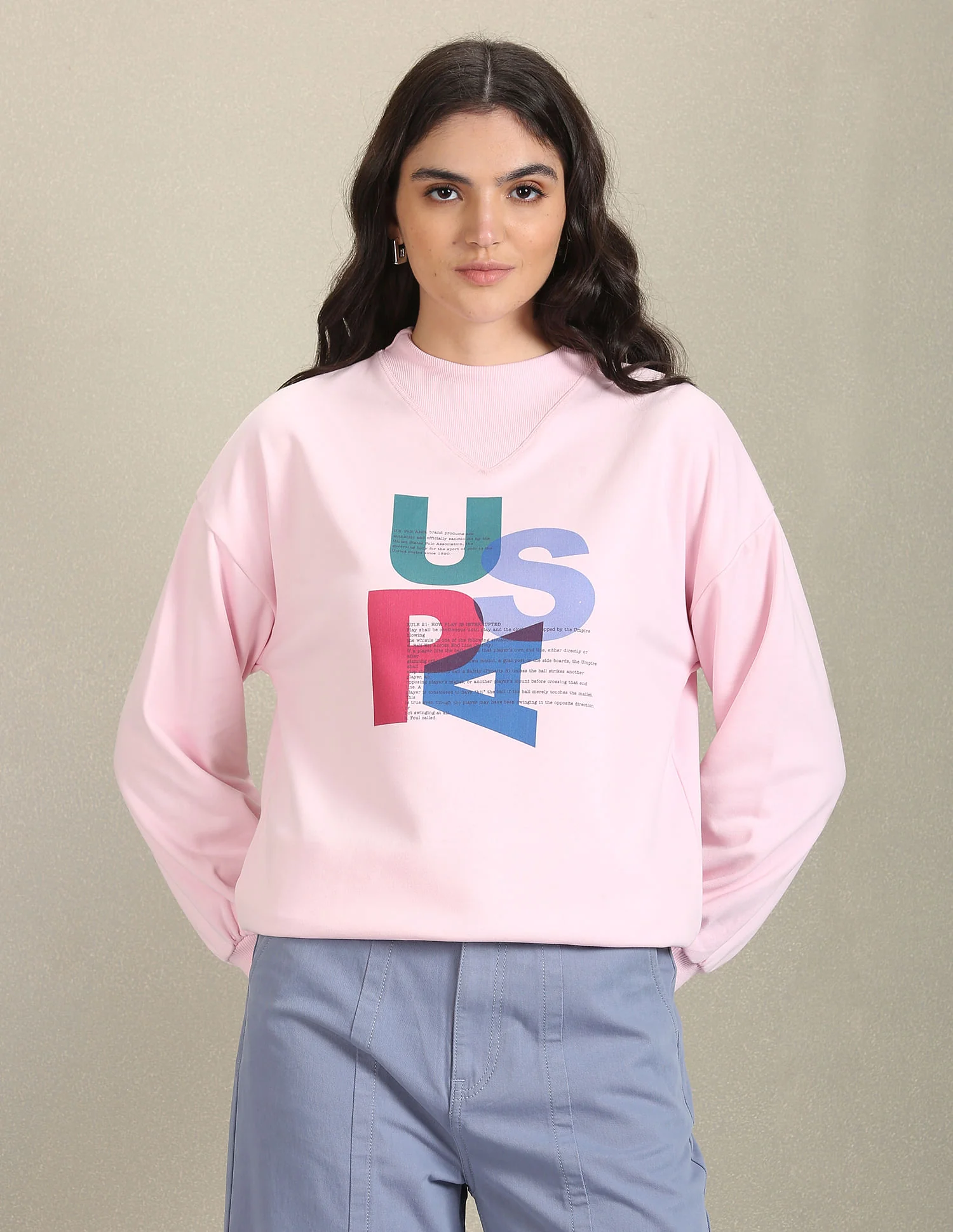 Mock Neck Brand Print Sweatshirt - Image 6