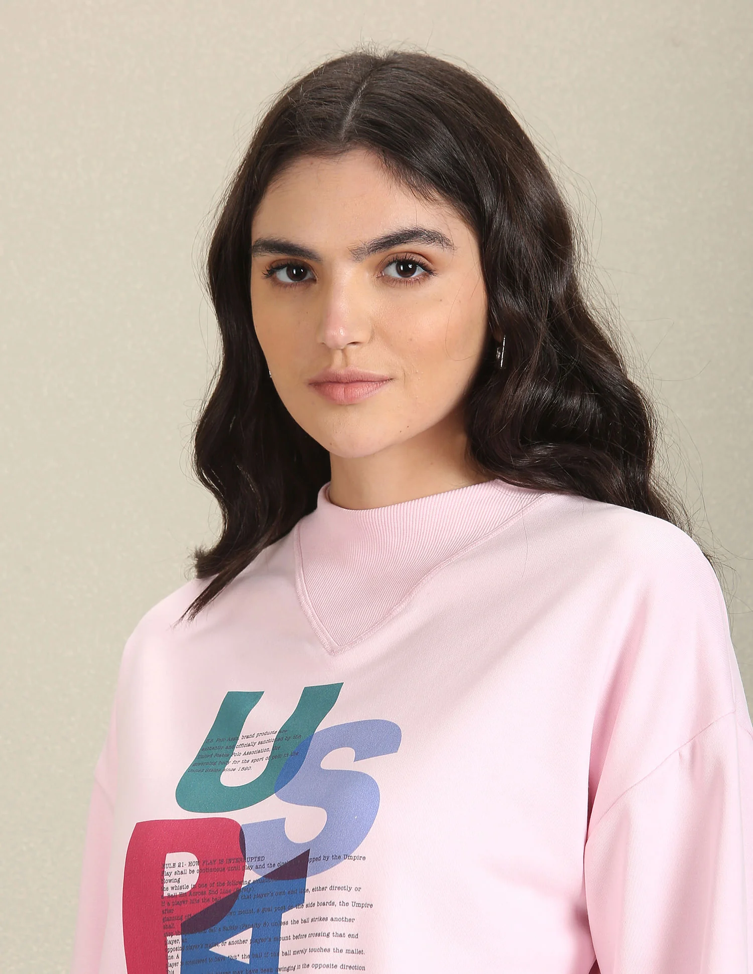 Mock Neck Brand Print Sweatshirt - Image 7