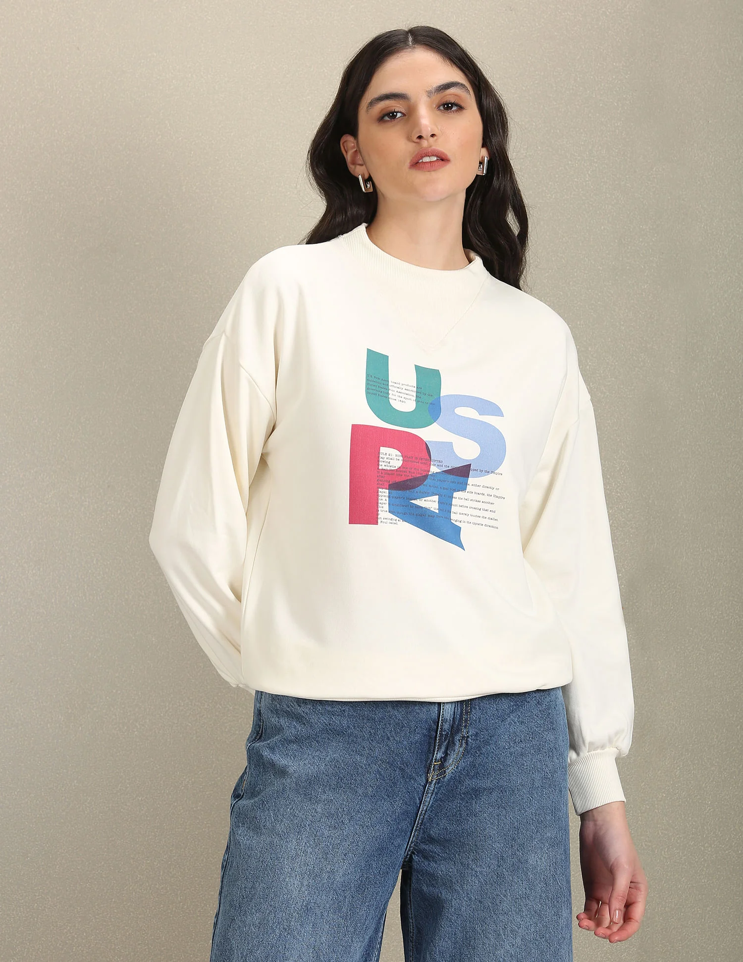 Mock Neck Brand Print Sweatshirt - Image 6