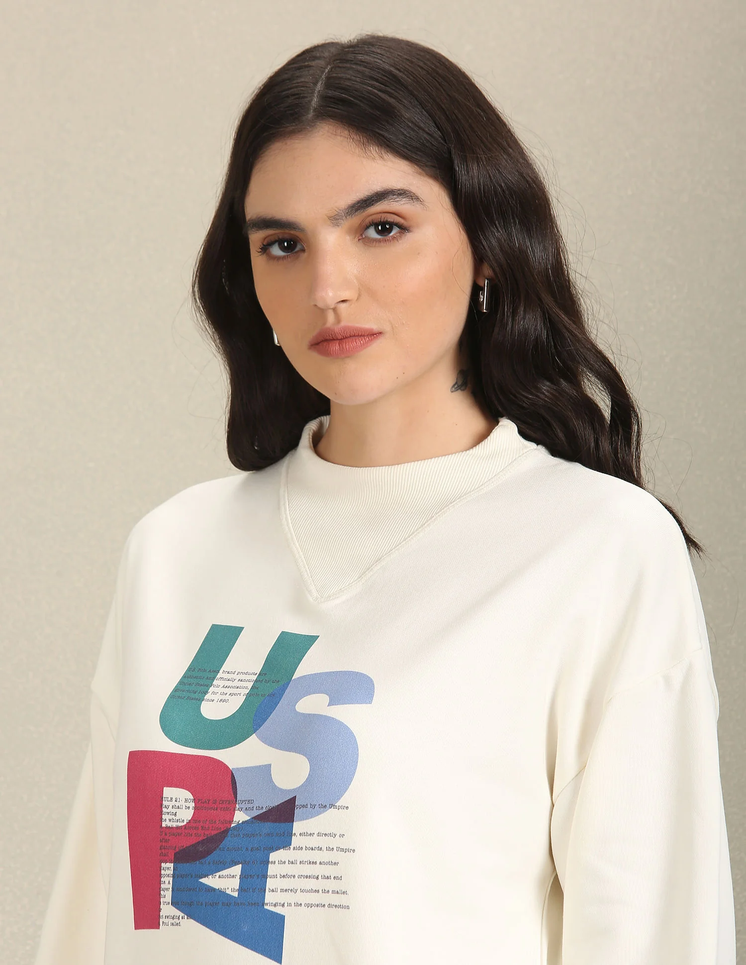 Mock Neck Brand Print Sweatshirt - Image 7