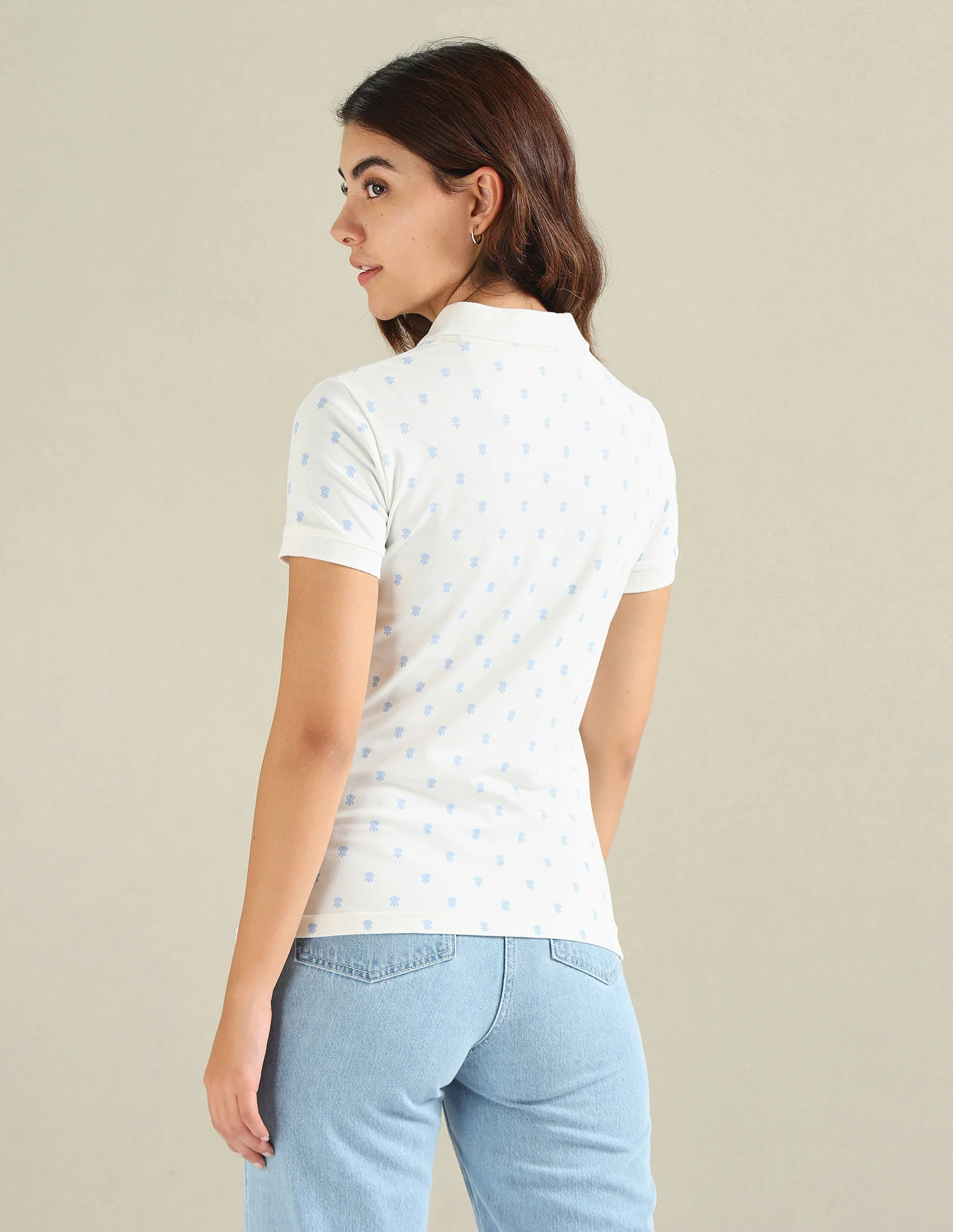 Motif Print Cotton Stretch Polo Shirt - Image 5