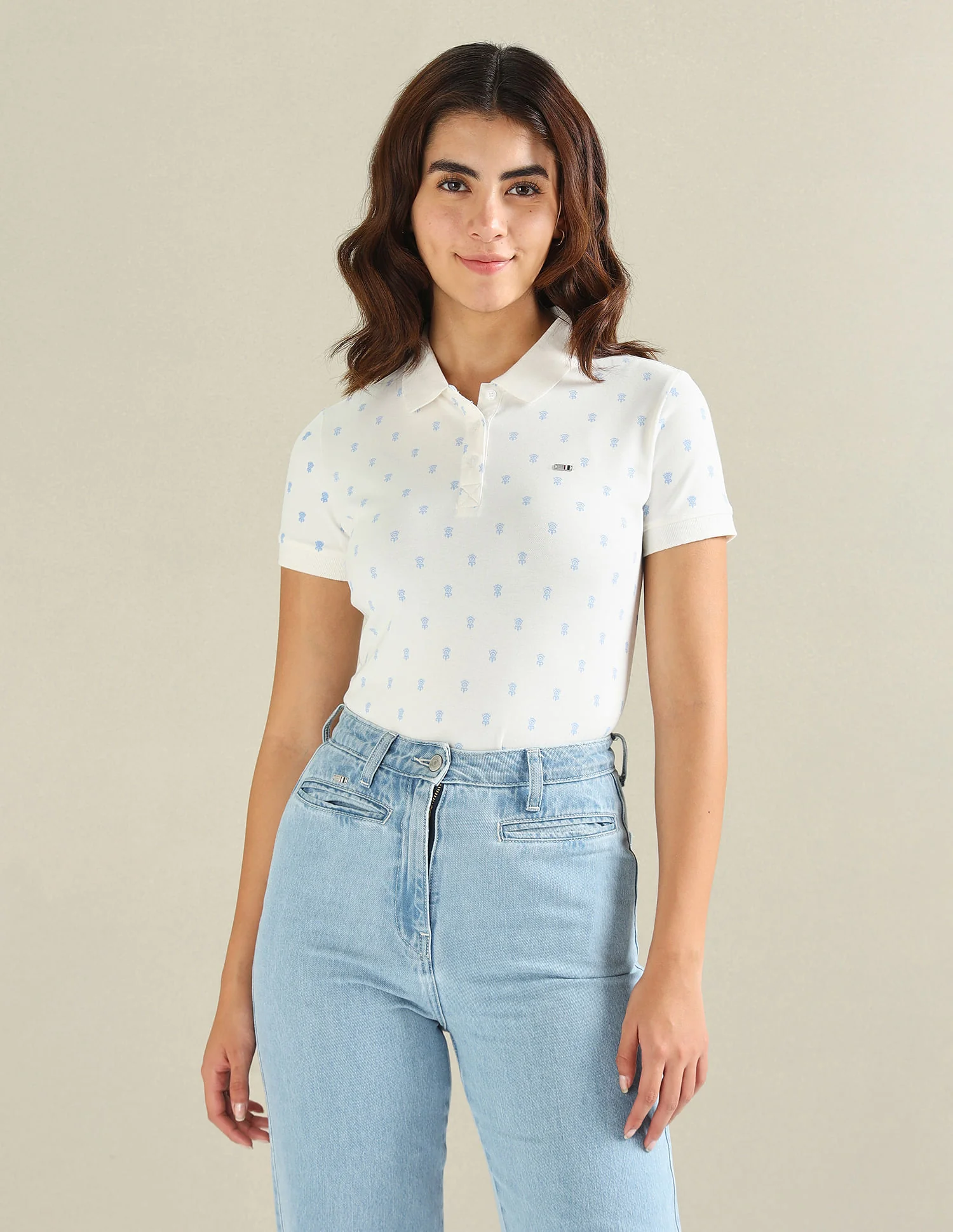 Motif Print Cotton Stretch Polo Shirt - Image 6