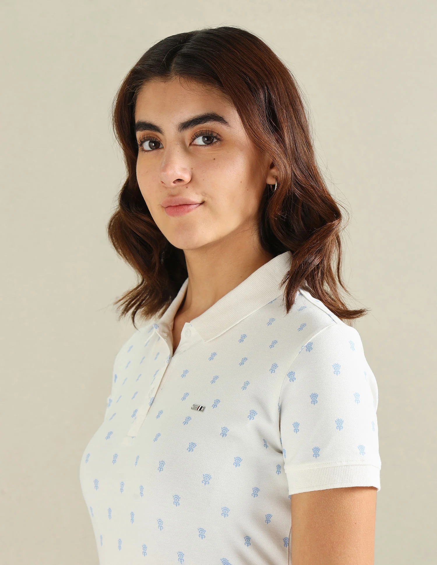 Motif Print Cotton Stretch Polo Shirt - Image 7