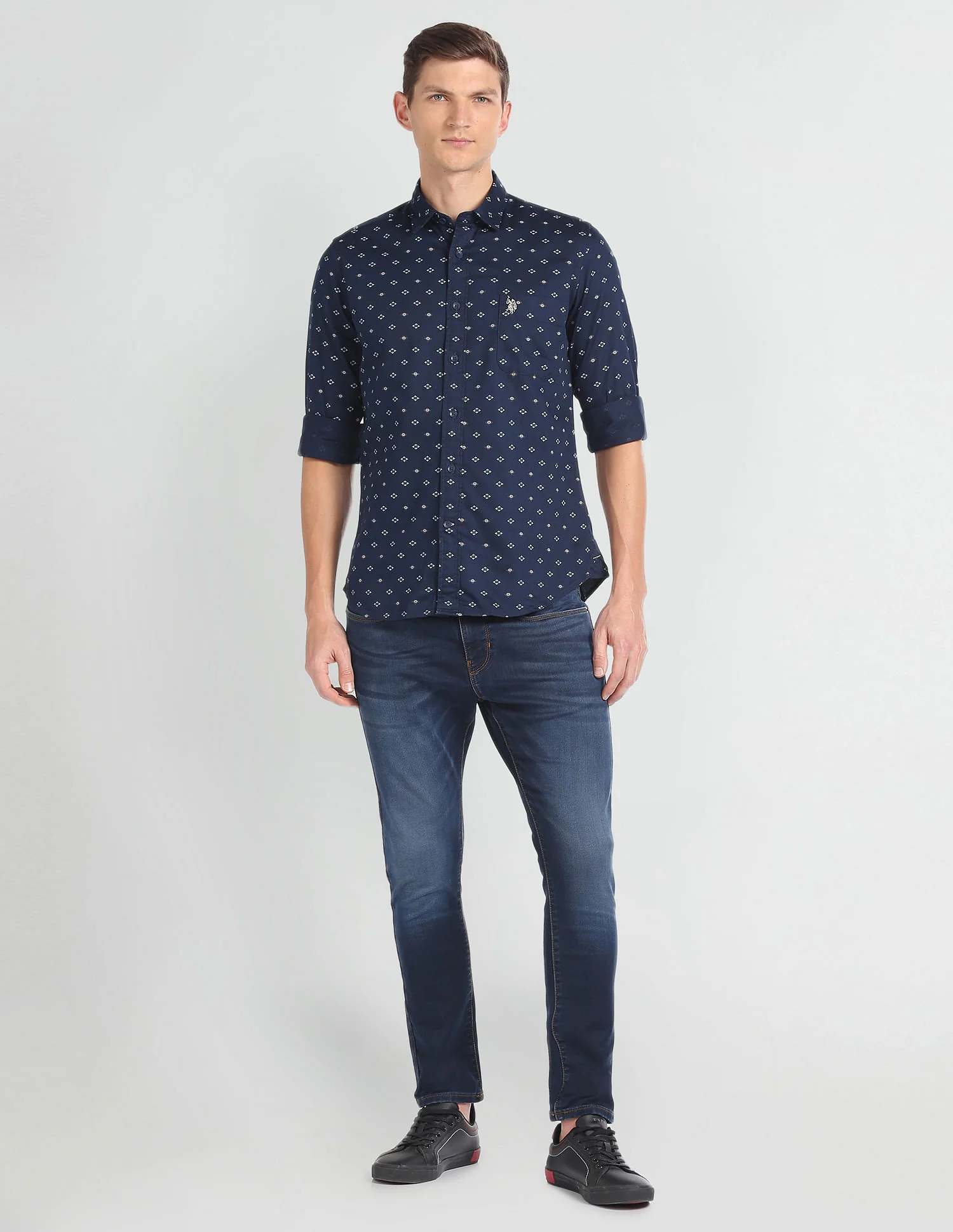 Motif Print Slim Fit Shirt - Image 3