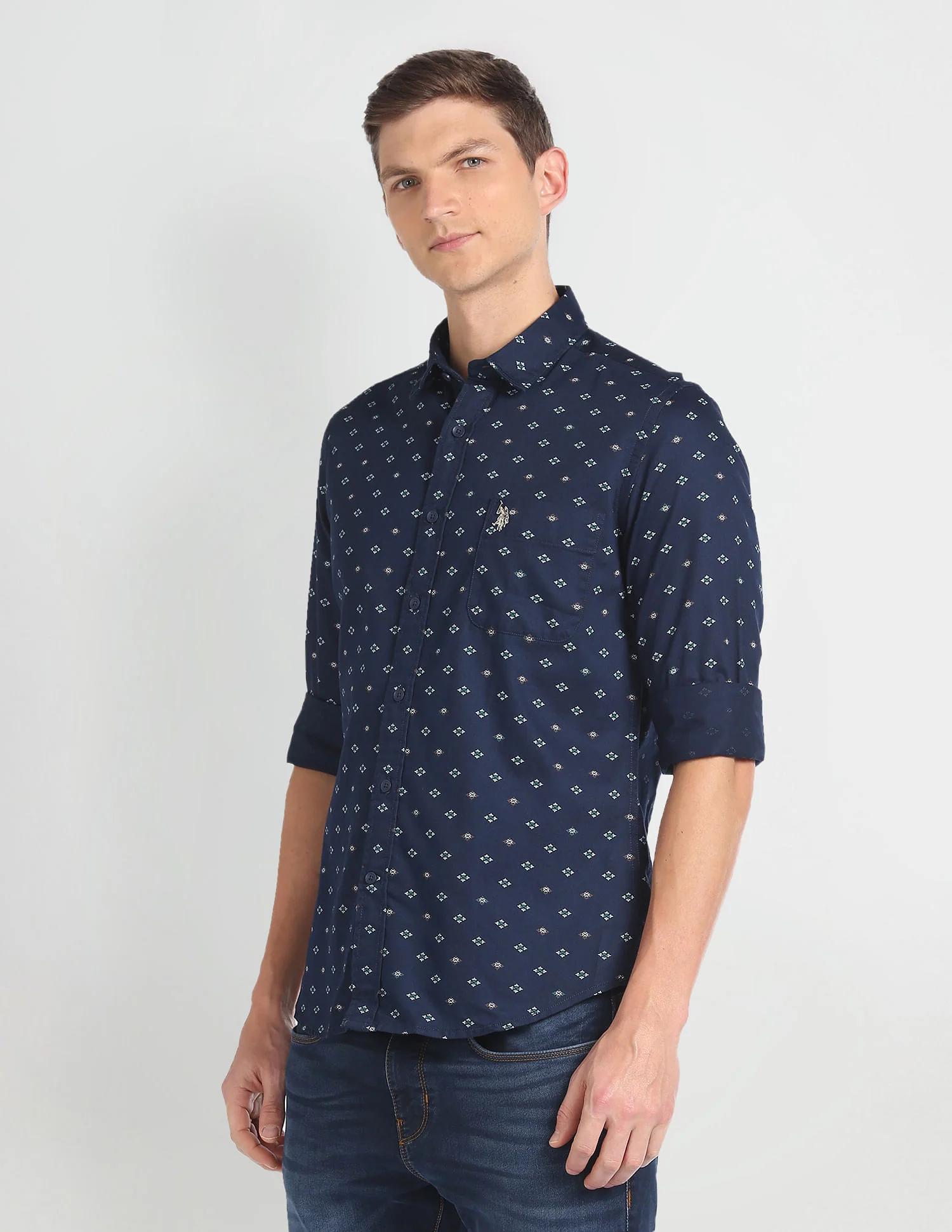Motif Print Slim Fit Shirt - Image 4