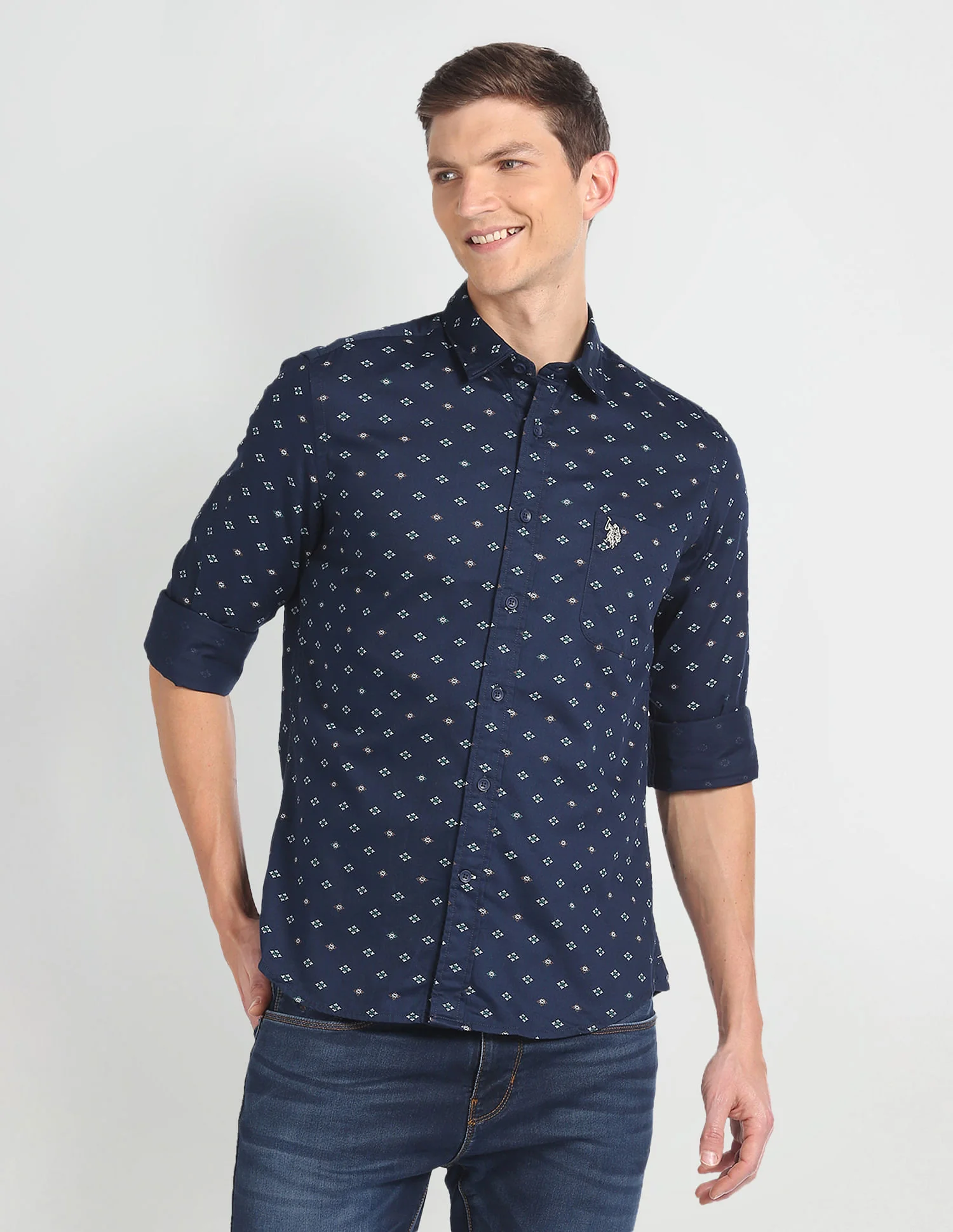 Motif Print Slim Fit Shirt - Image 6
