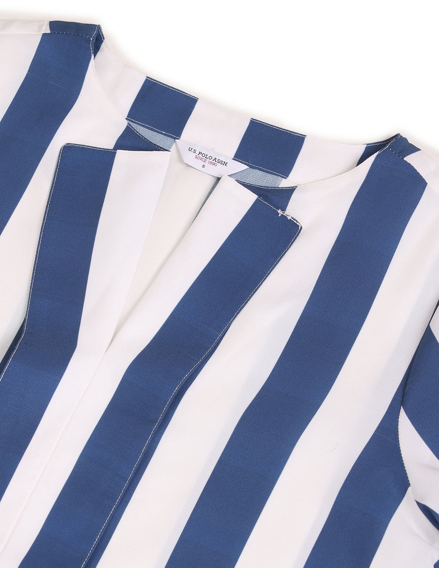 Notched Neck Vertical Striped Evening Top - Image 2