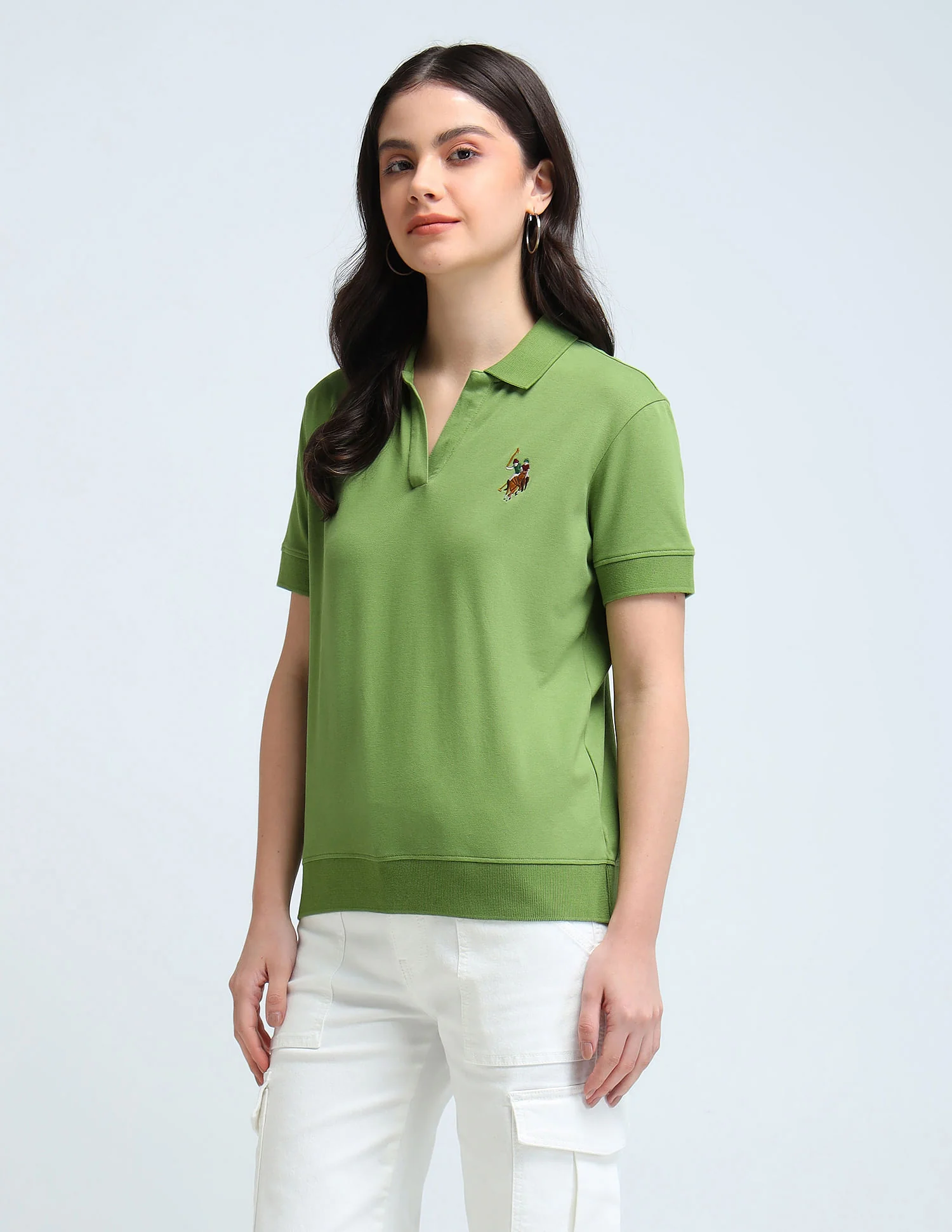 Open Placket Relaxed Polo Shirt - Image 4