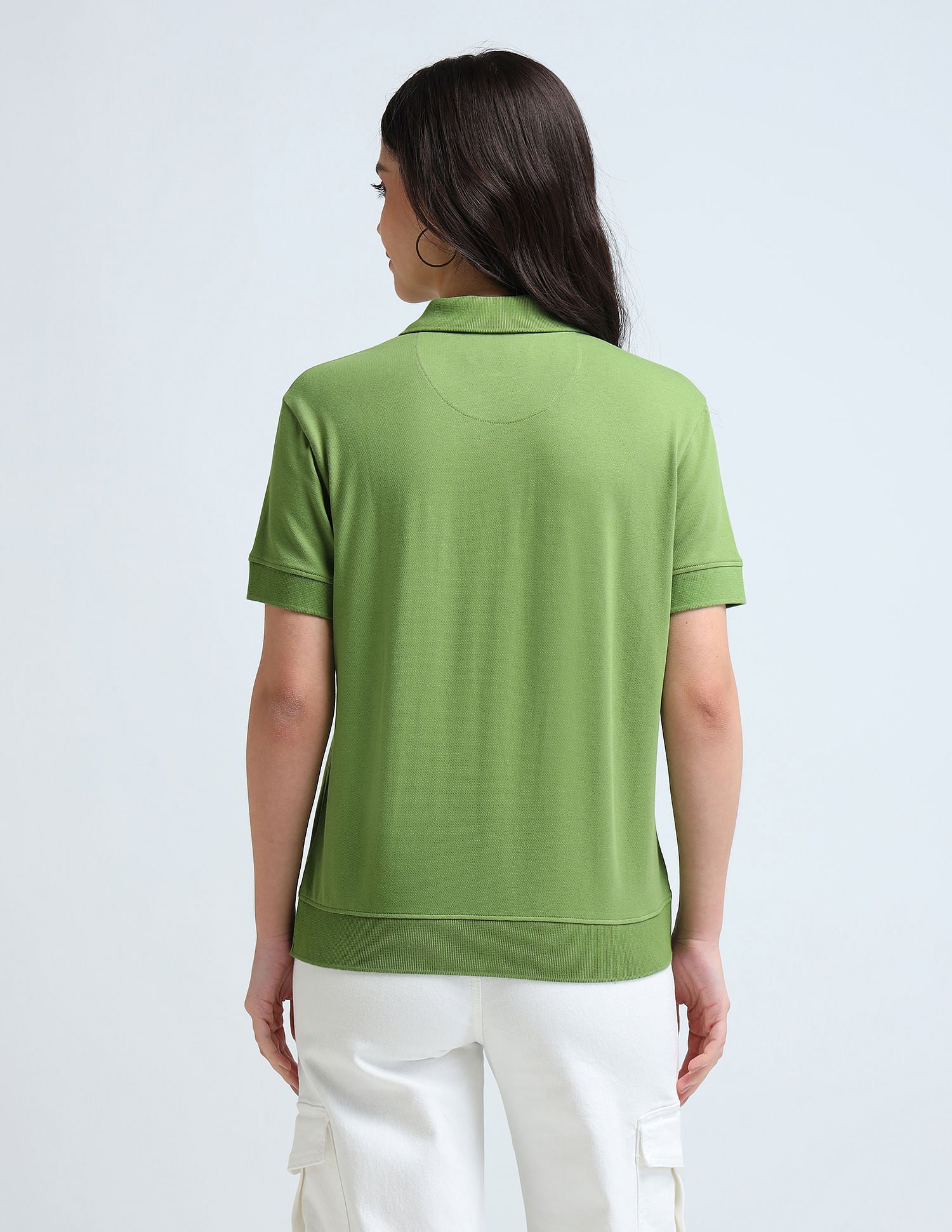 Open Placket Relaxed Polo Shirt - Image 5