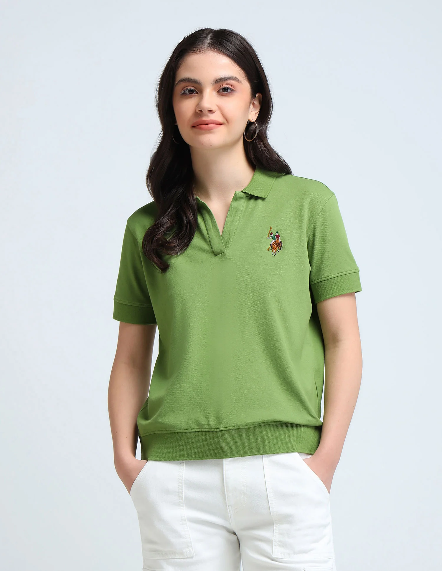 Open Placket Relaxed Polo Shirt - Image 6