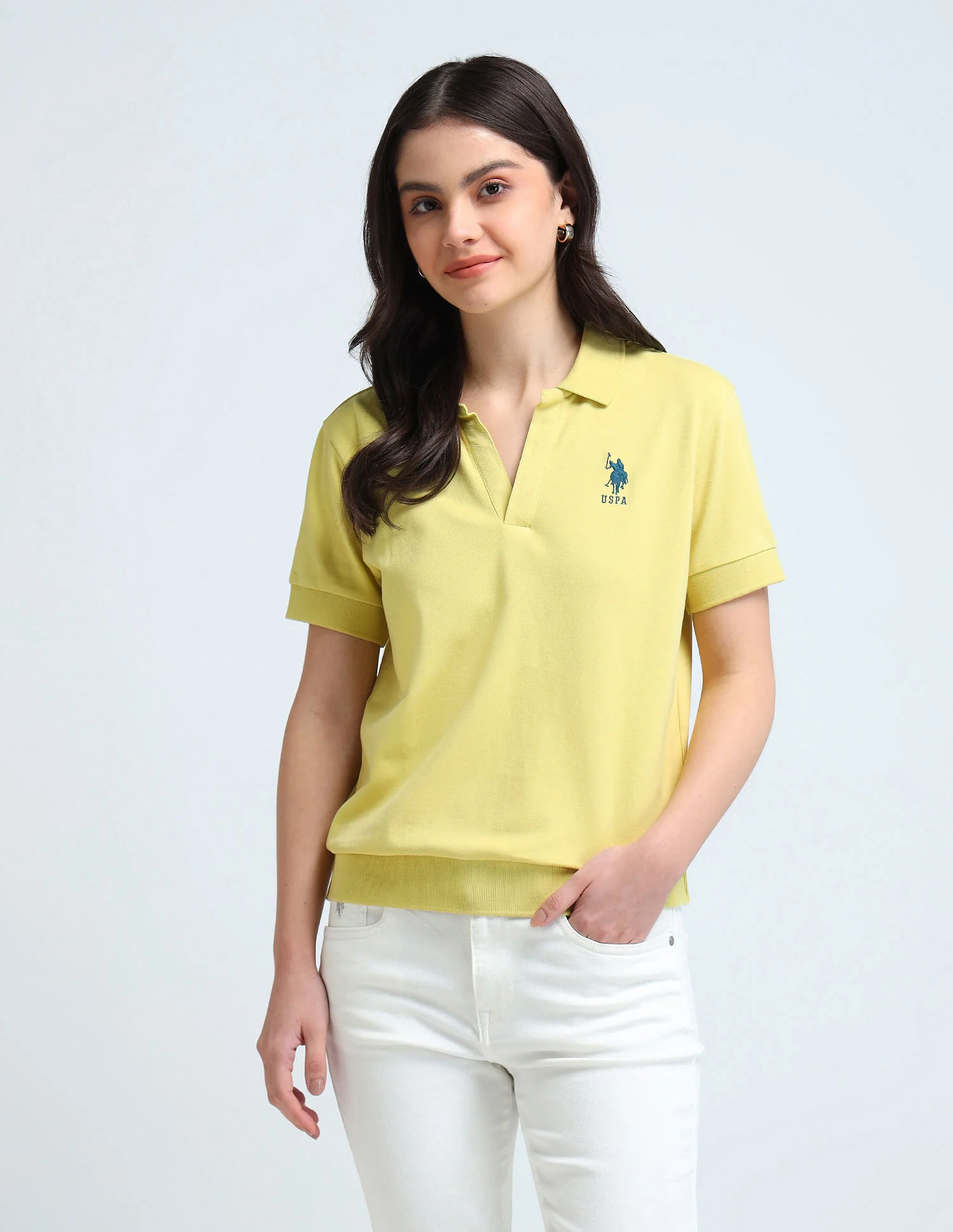 Open Placket Relaxed Polo Shirt - Image 6