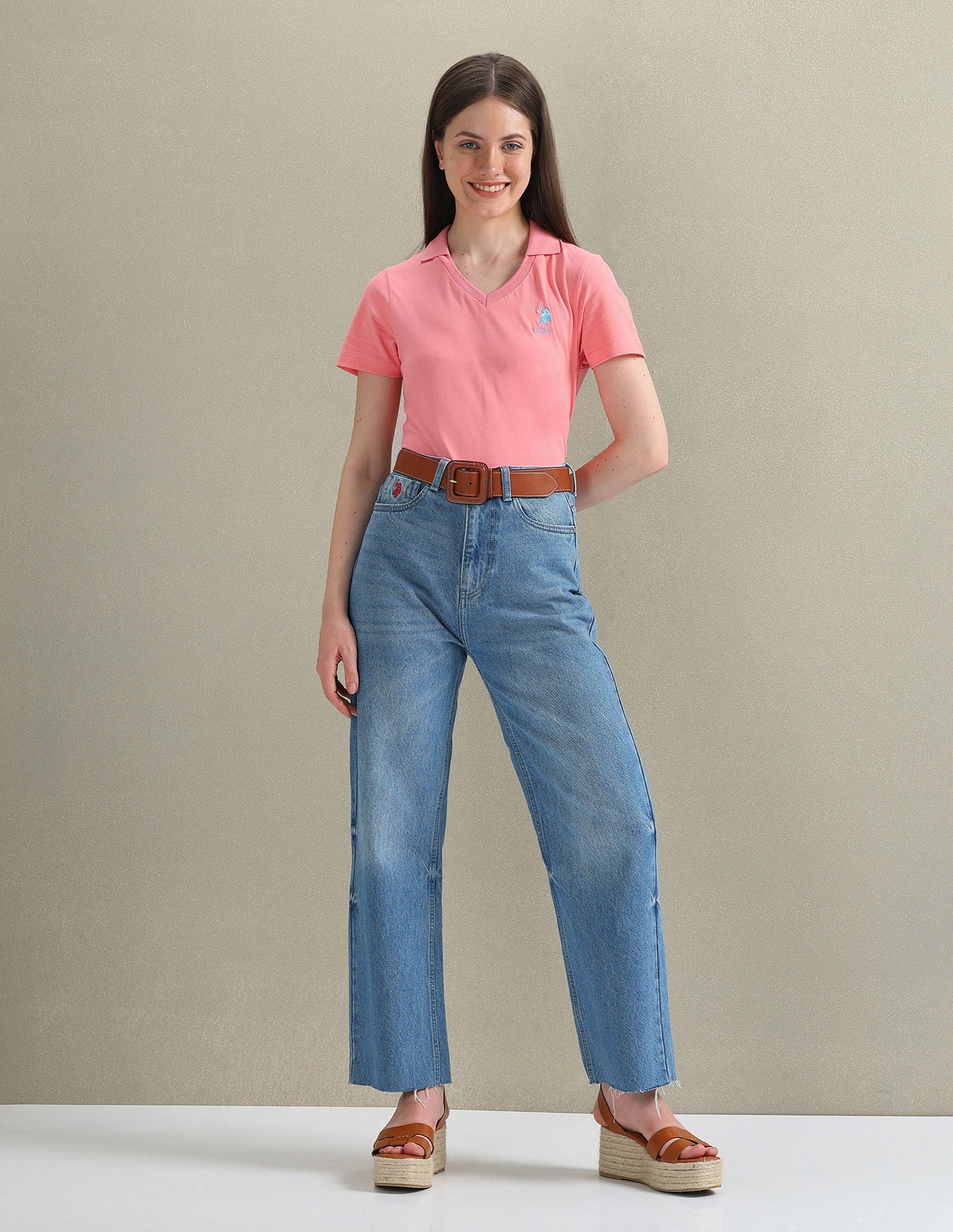 Open Placket Solid Polo Shirt - Image 3
