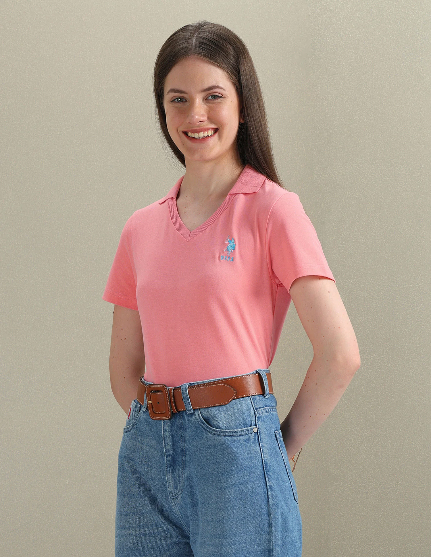 Open Placket Solid Polo Shirt - Image 4