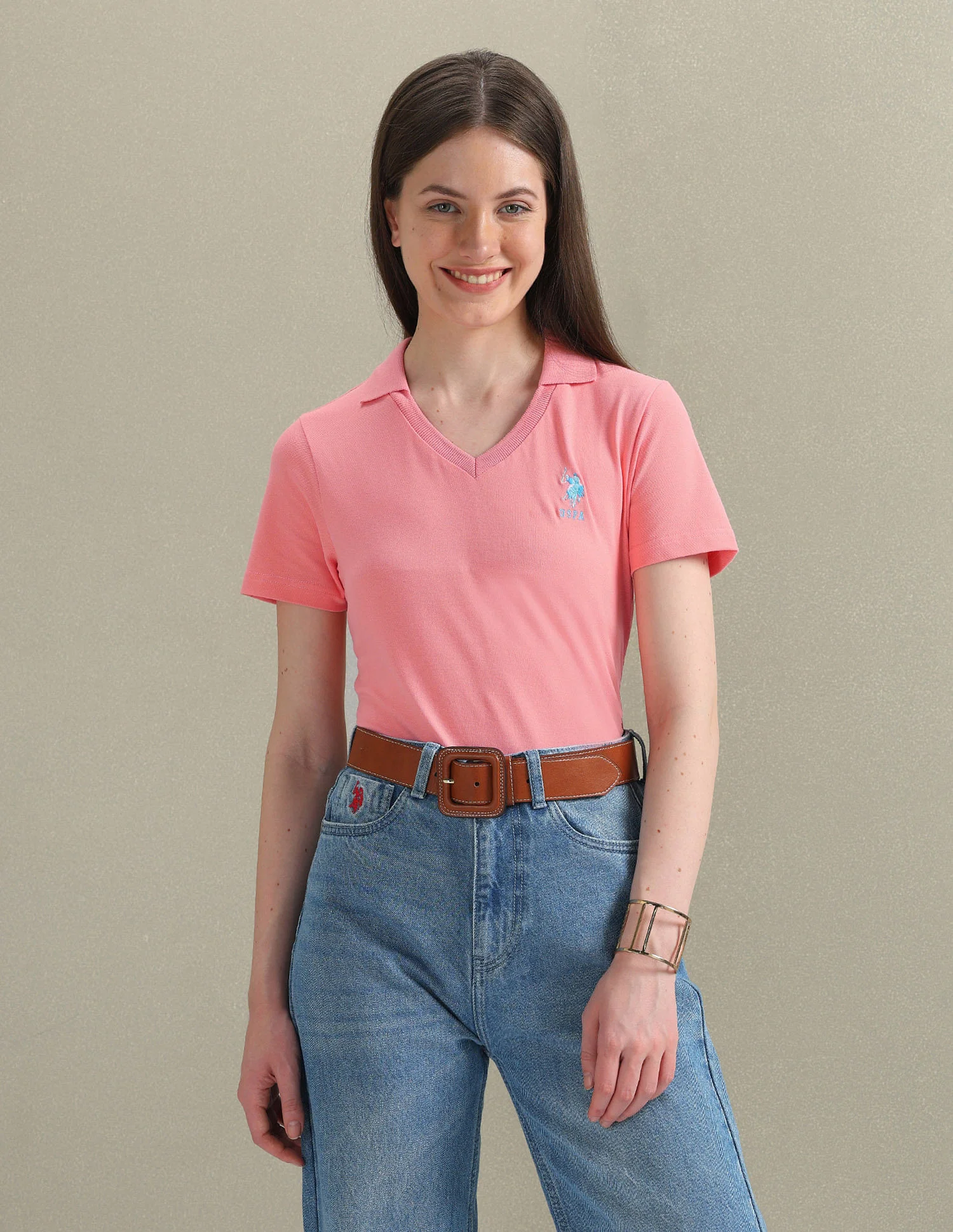 Open Placket Solid Polo Shirt - Image 6
