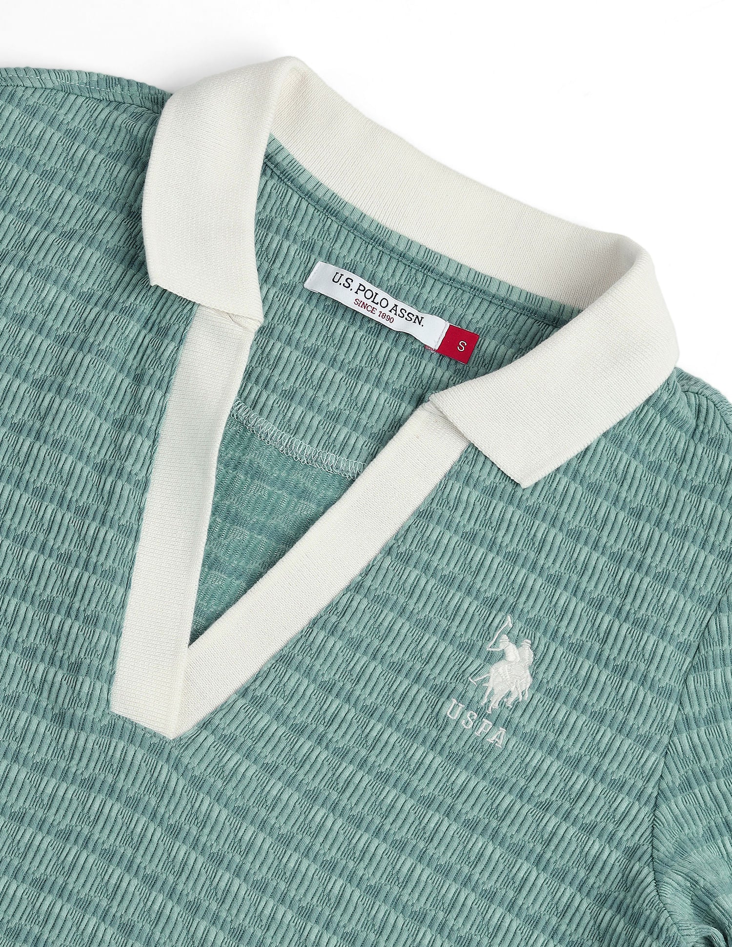 Open Placket Textured Polo Shirt - Image 2