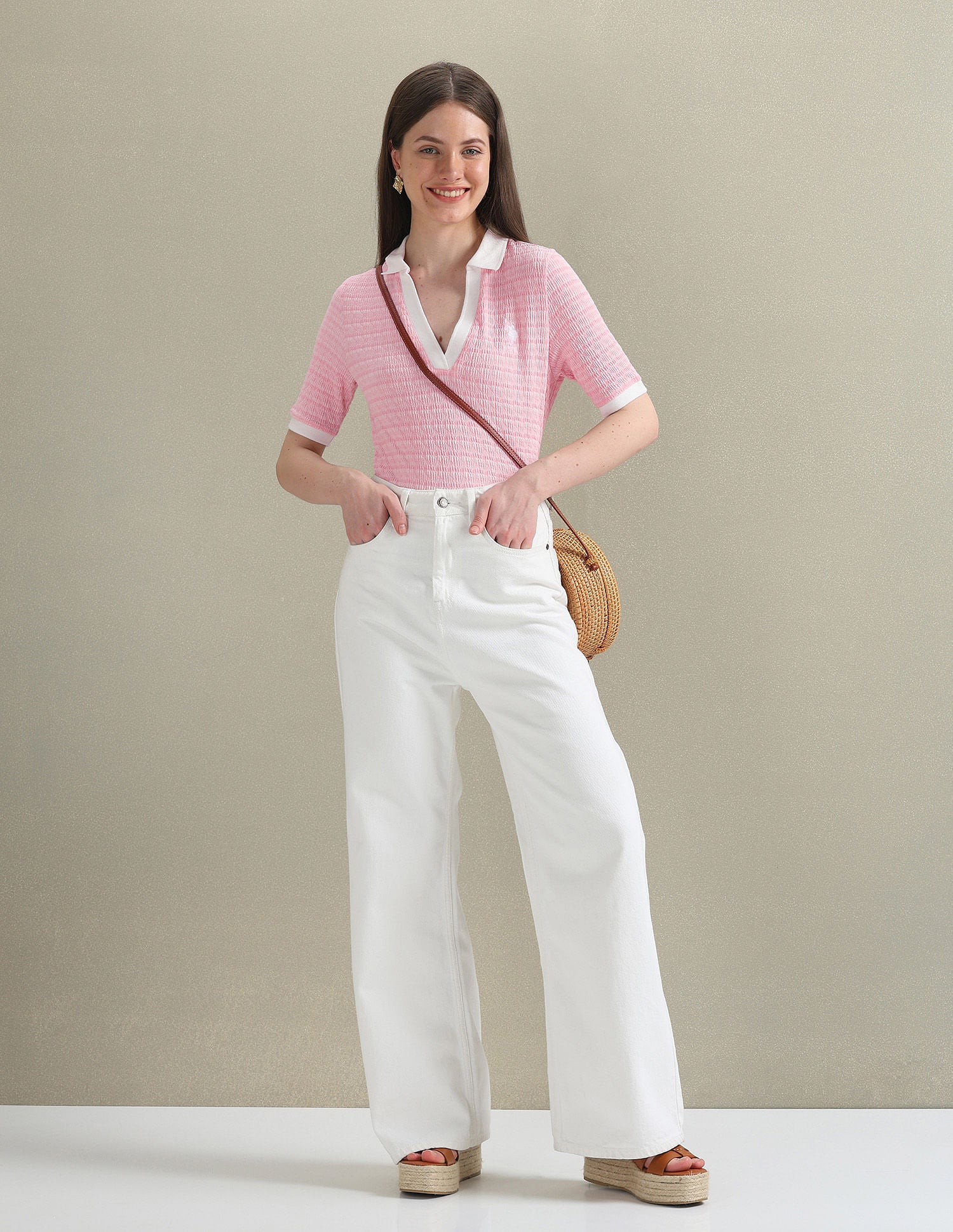 Open Placket Textured Polo Shirt - Image 3