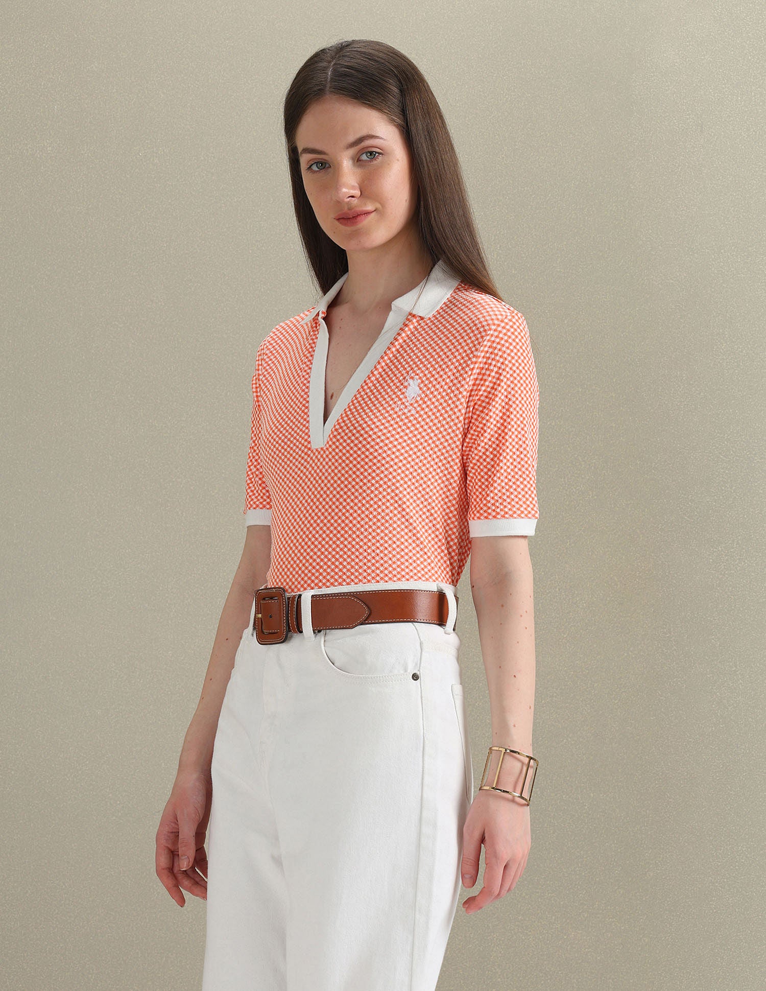 Open Placket Textured Polo Shirt - Image 4