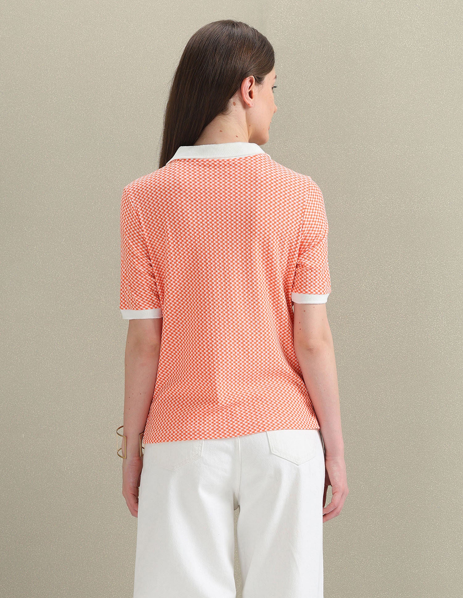 Open Placket Textured Polo Shirt - Image 5