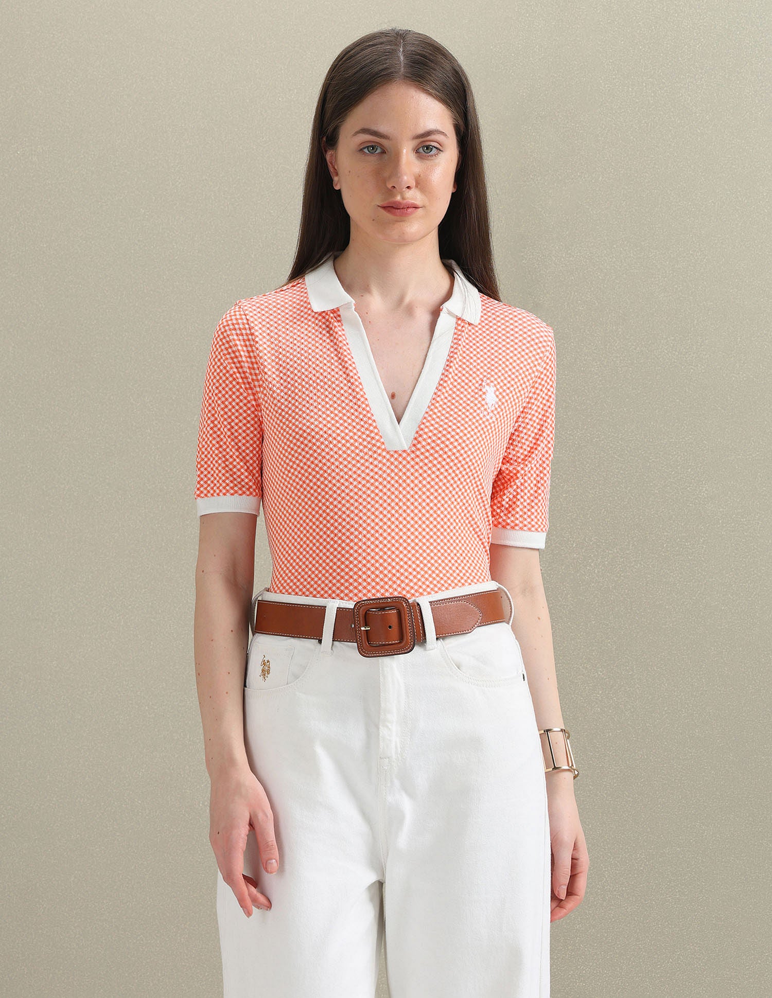 Open Placket Textured Polo Shirt - Image 6